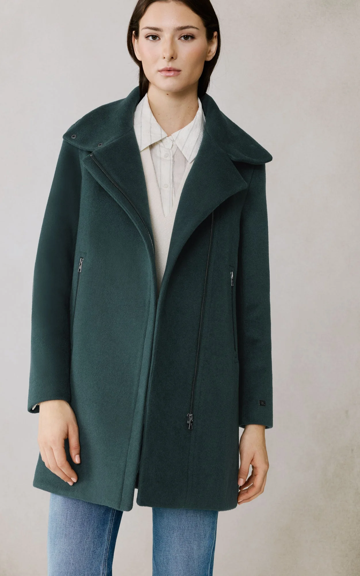Abbi Coat With Bib In Wool | Midnight Forest - Image 8