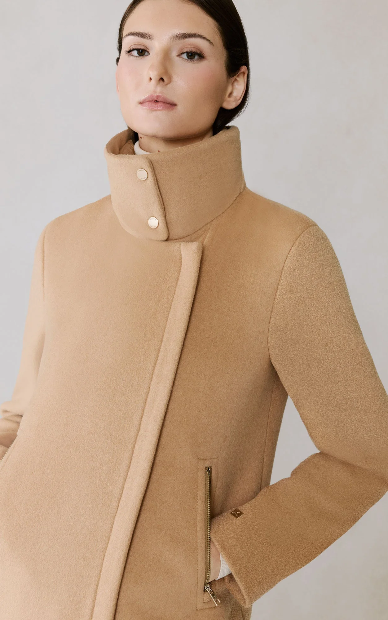 Abbi Coat With Bib In Wool | Teak - Image 6