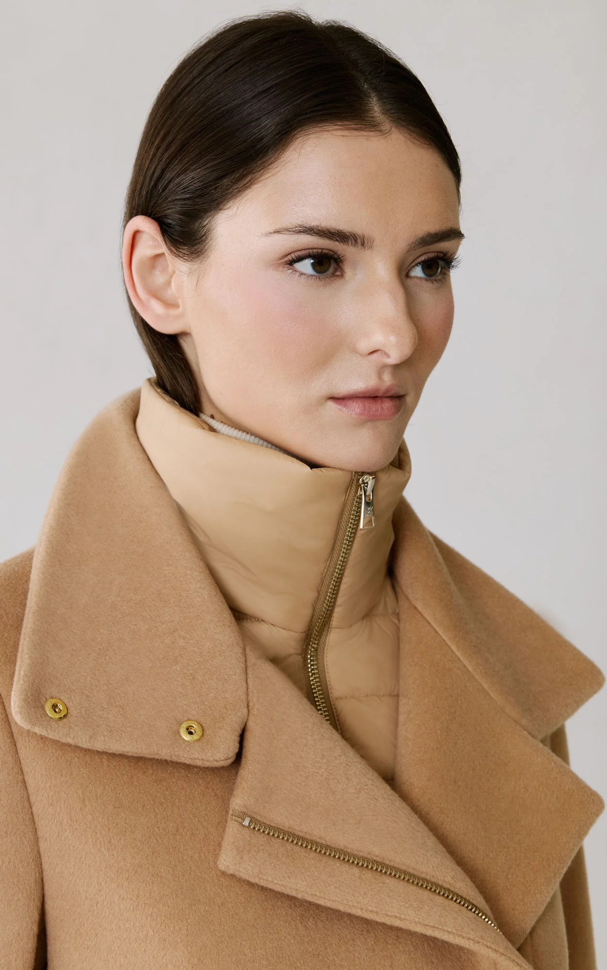 Abbi Coat With Bib In Wool | Teak - Image 7