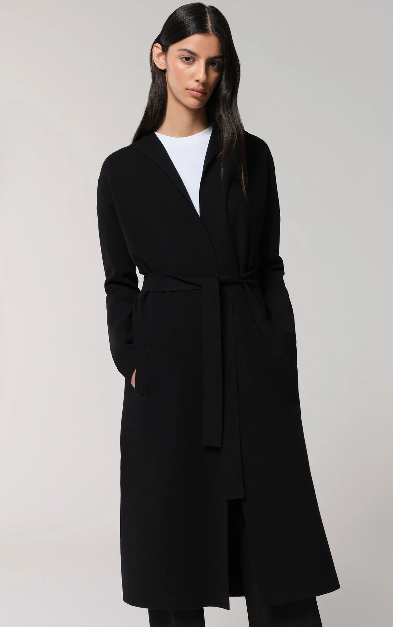 Aliciana Long Cardigan With Belt | Black - Image 5