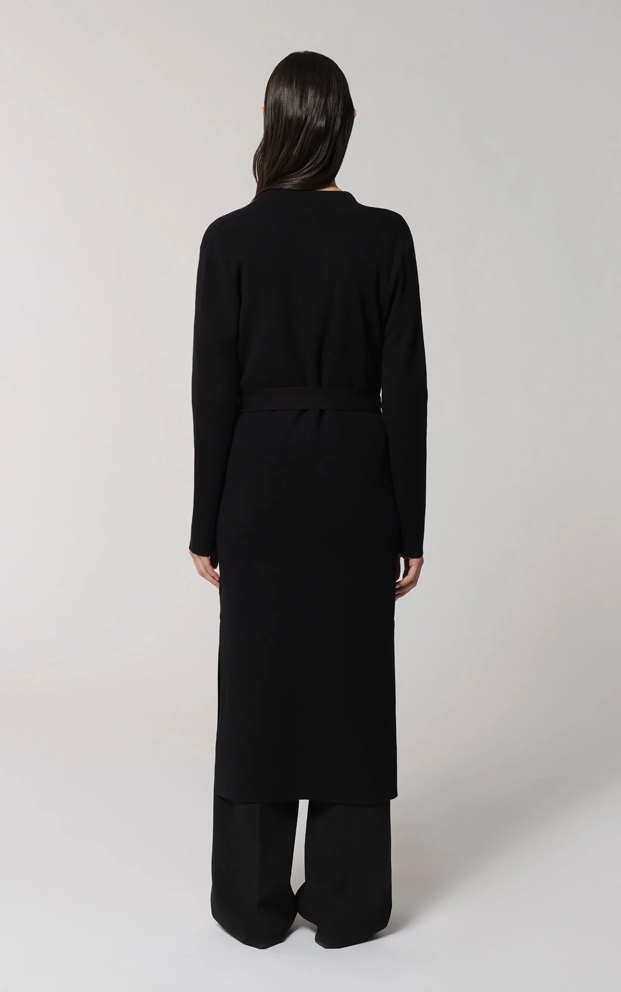 Aliciana Long Cardigan With Belt | Black - Image 6