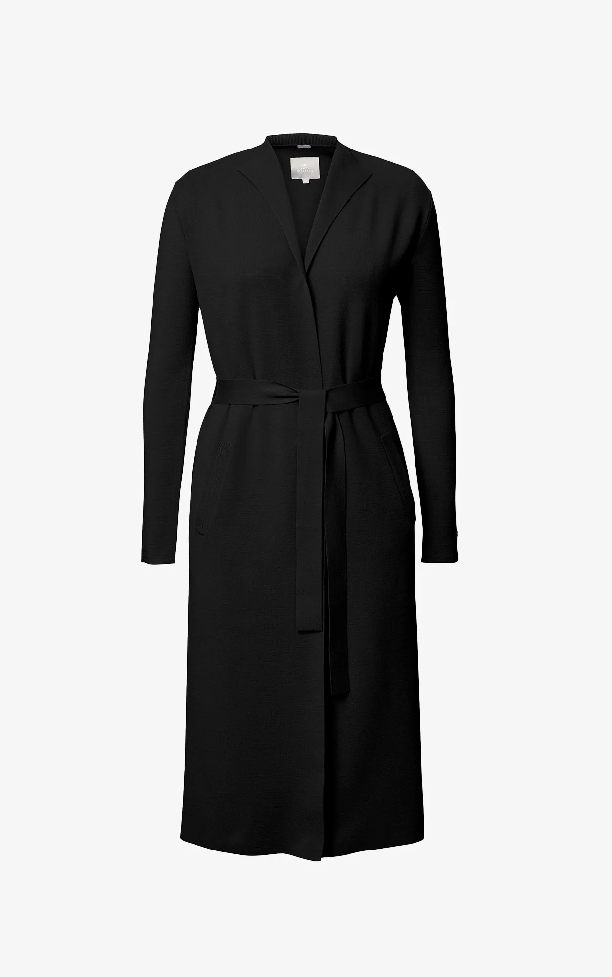 Aliciana Long Cardigan With Belt | Black - Image 7