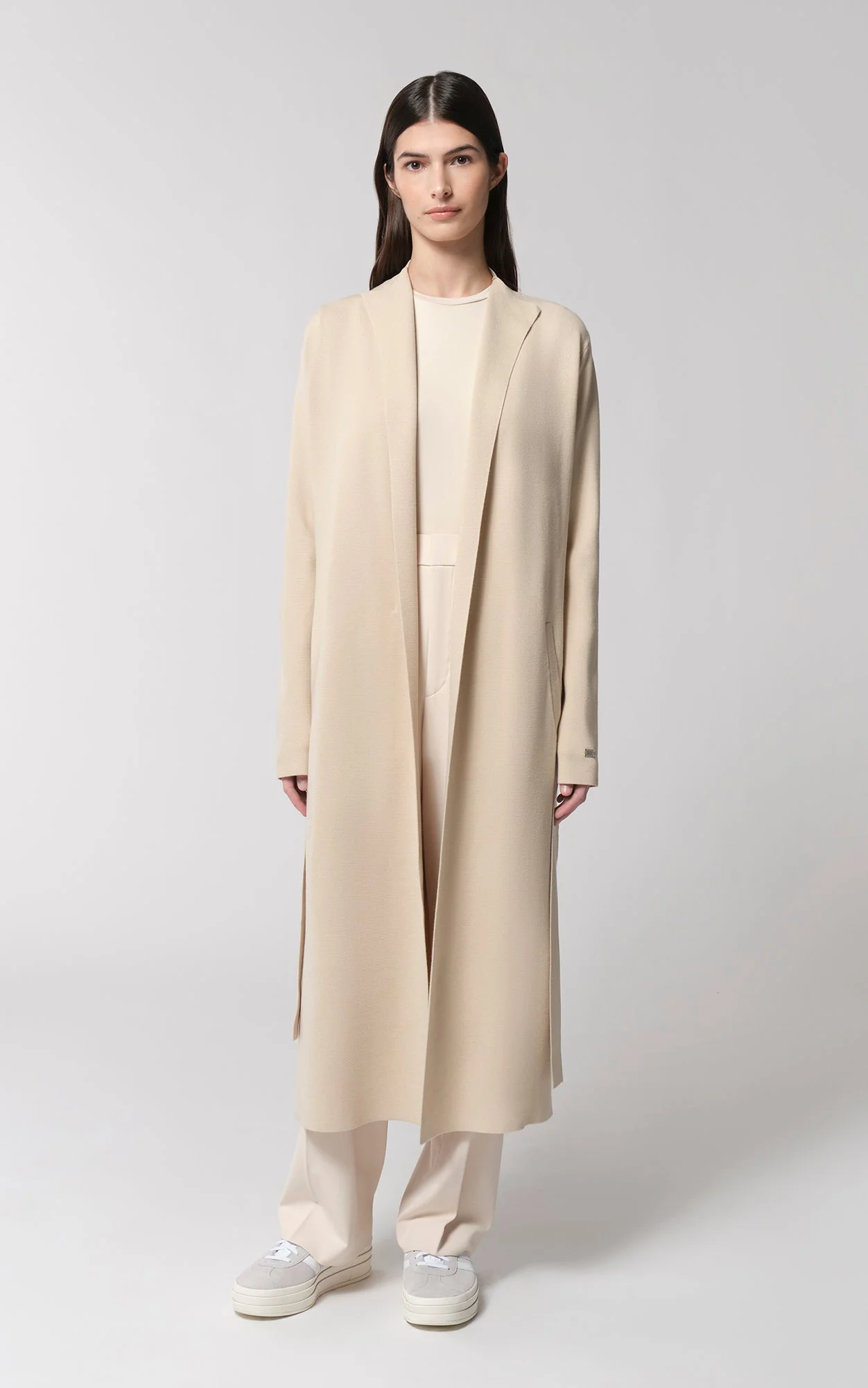Aliciana Long Cardigan With Belt | Mist - Image 2