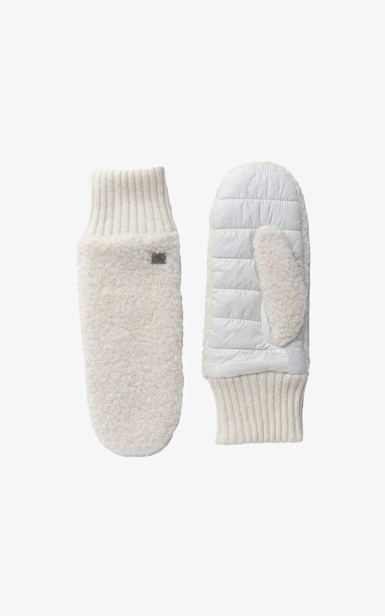 Alina-N Faux Sherpa Puffer Mittens | Powder - Image 2