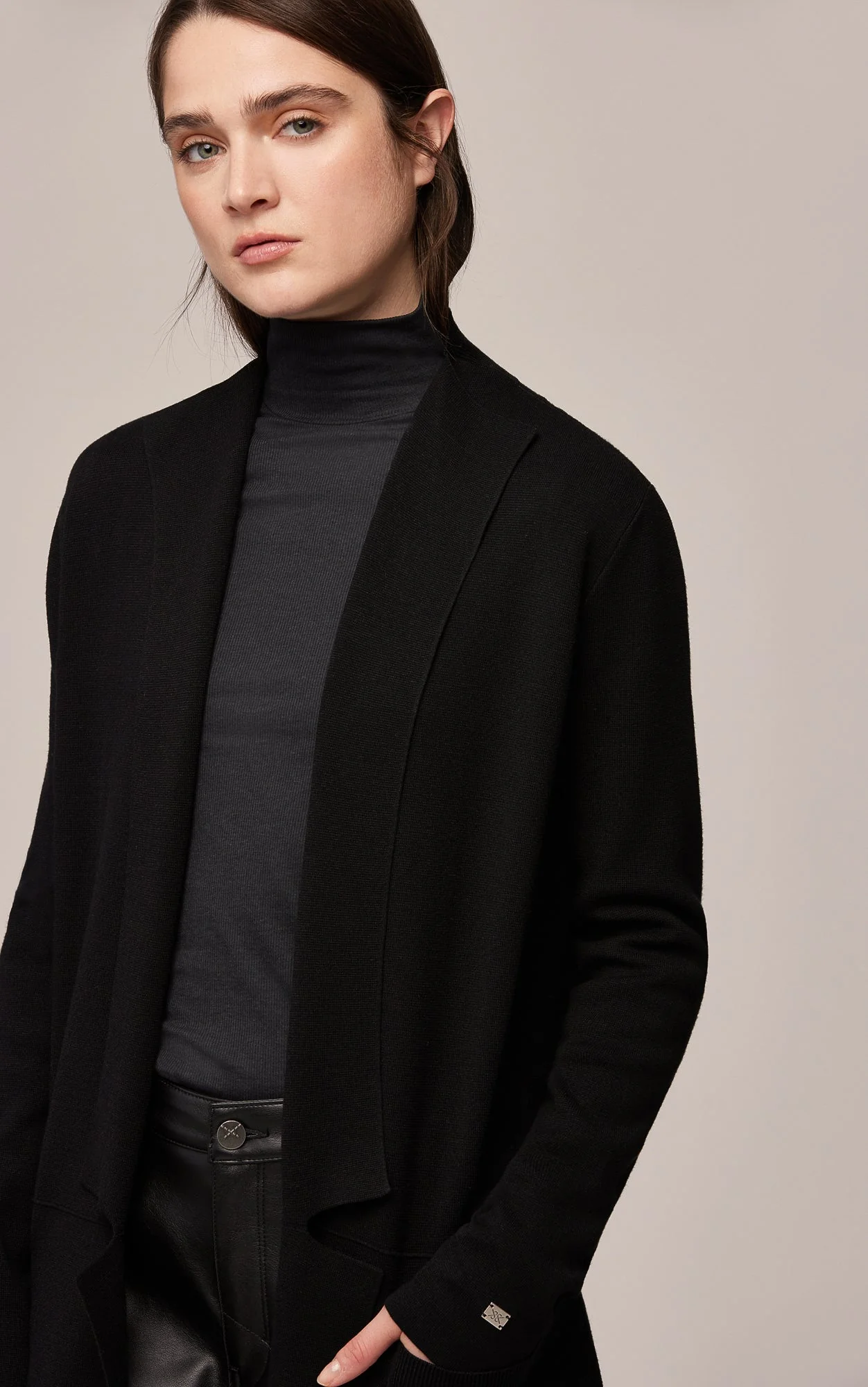 Annabella Straight-Fit Maxi-Length Sustainable Coatigan | Black - Image 3