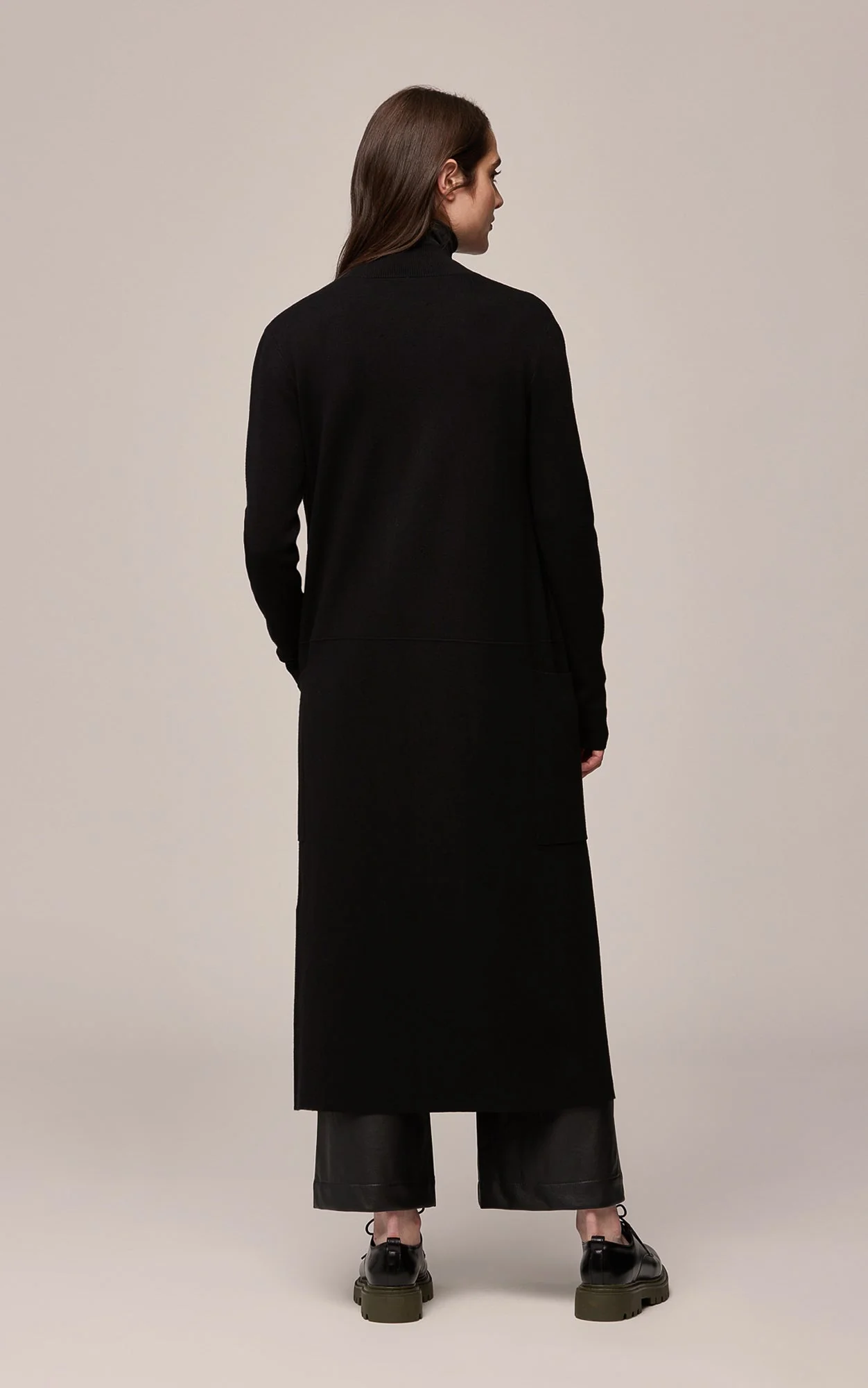 Annabella Straight-Fit Maxi-Length Sustainable Coatigan | Black - Image 4