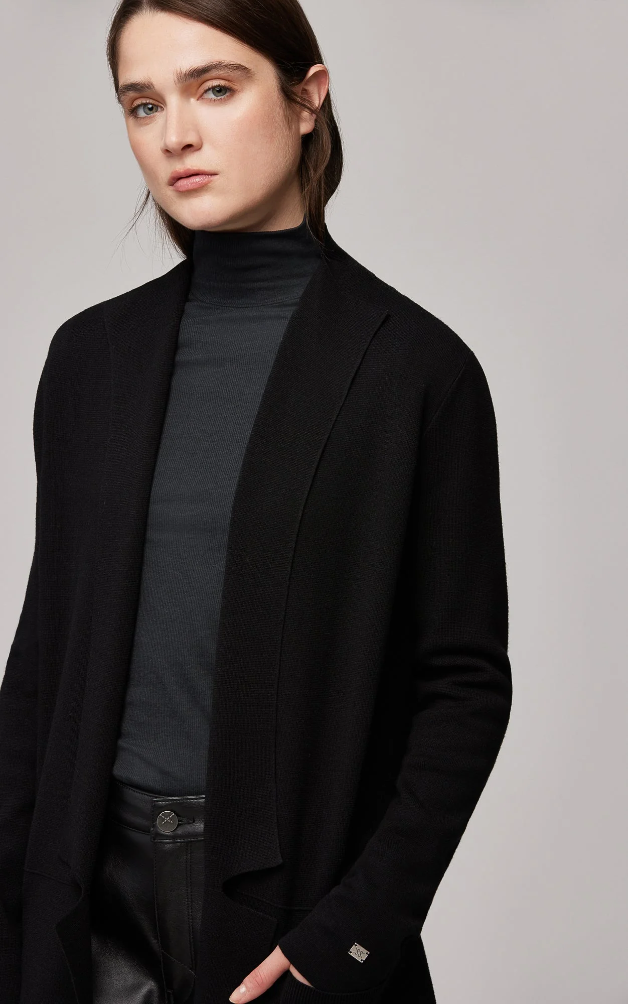 Annabella Straight-Fit Maxi-Length Sustainable Coatigan | Black - Image 6