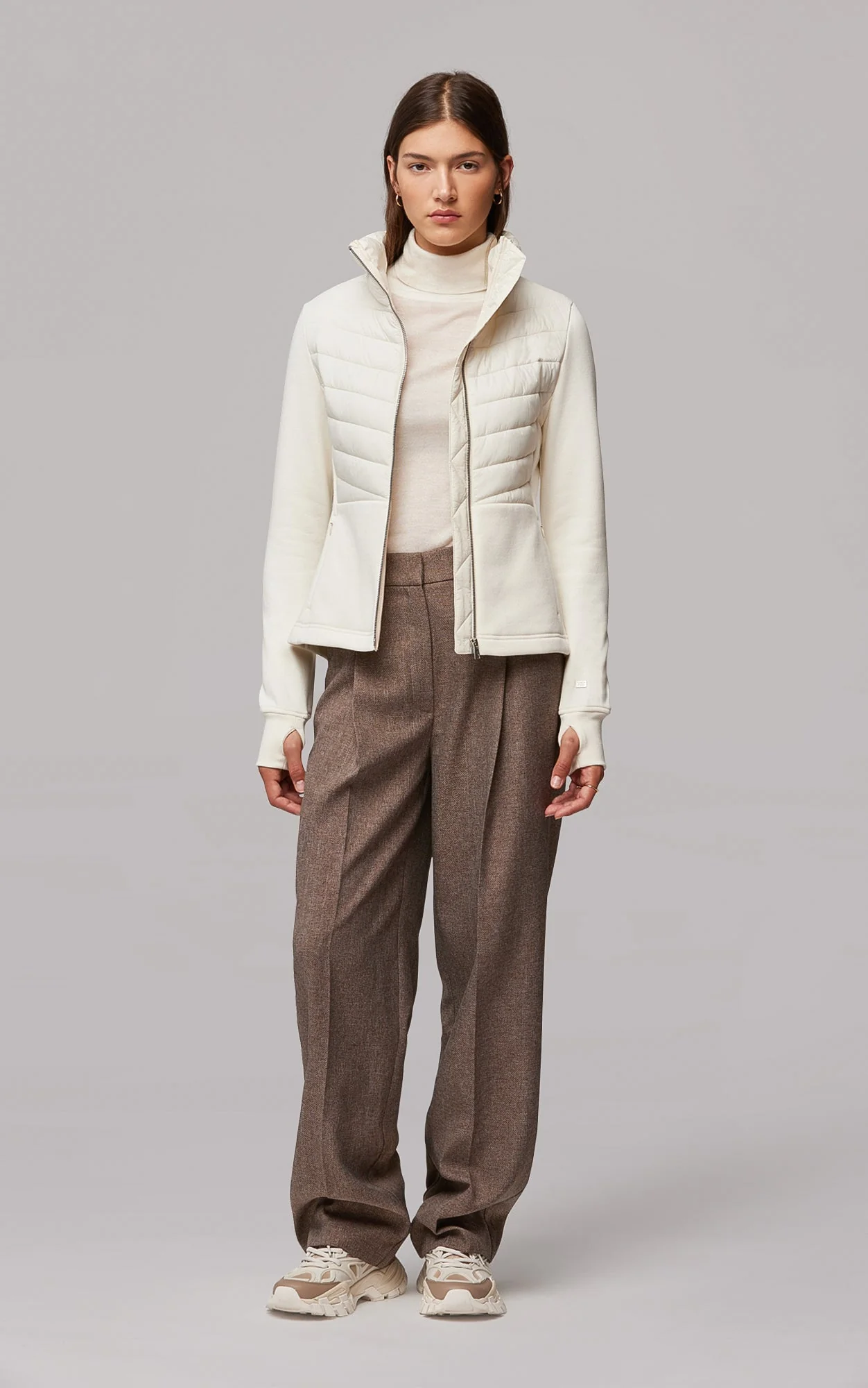 Annick-N Mixed Media Fleece Jacket | Powder - Image 3