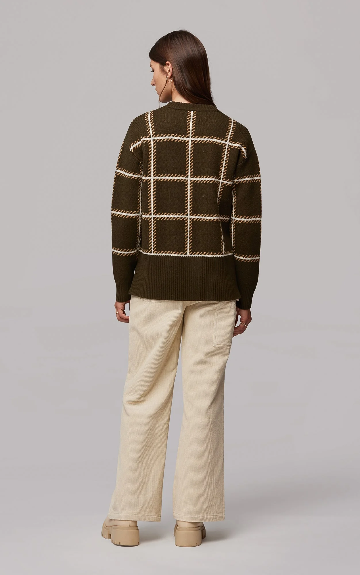 Belen Responsible Wool Blend Jacquard Plaid Sweater | Cedar - Image 6