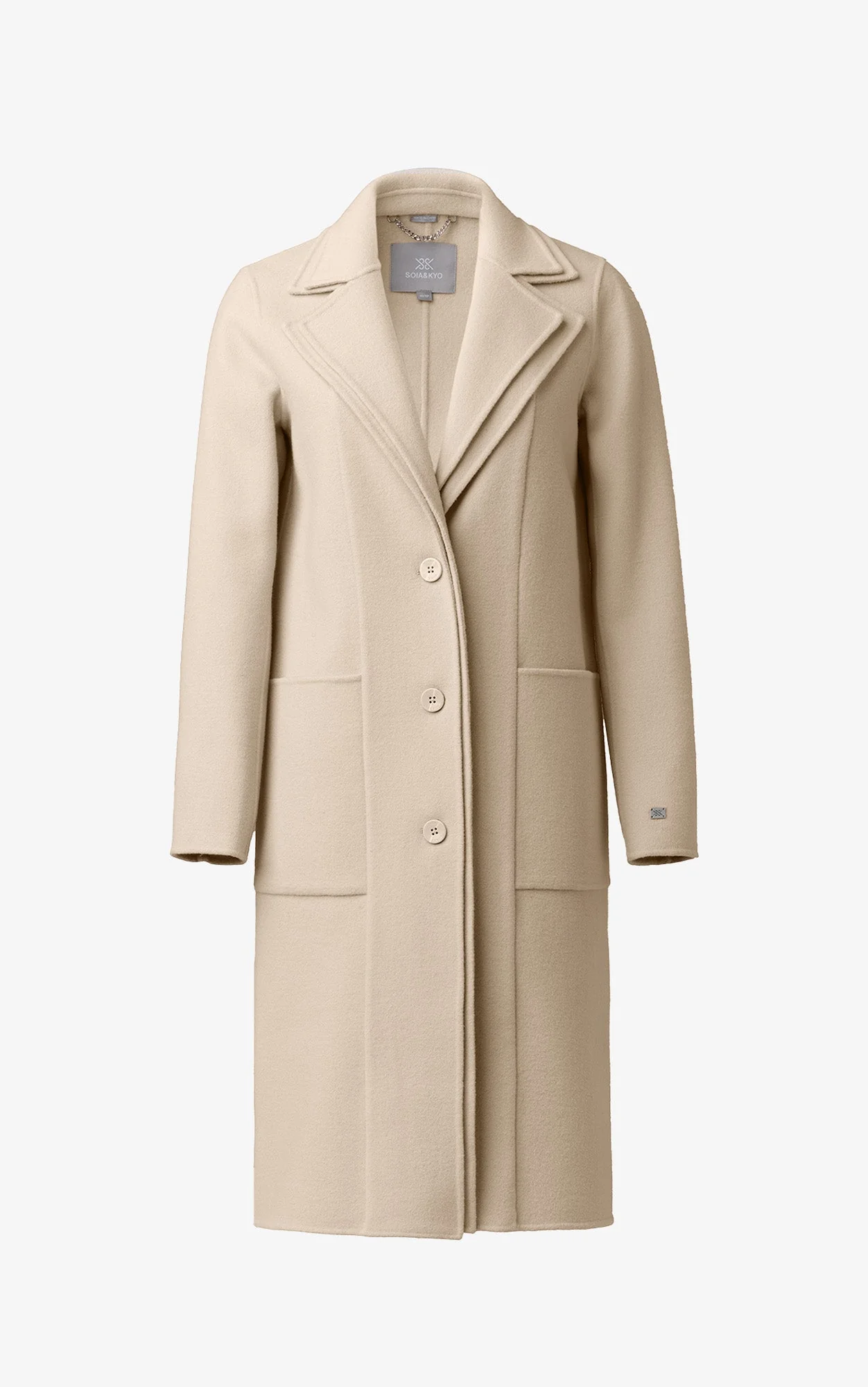 Benicia Straight-Fit Double Face Wool Coat With Double Collar | Hush - Image 3