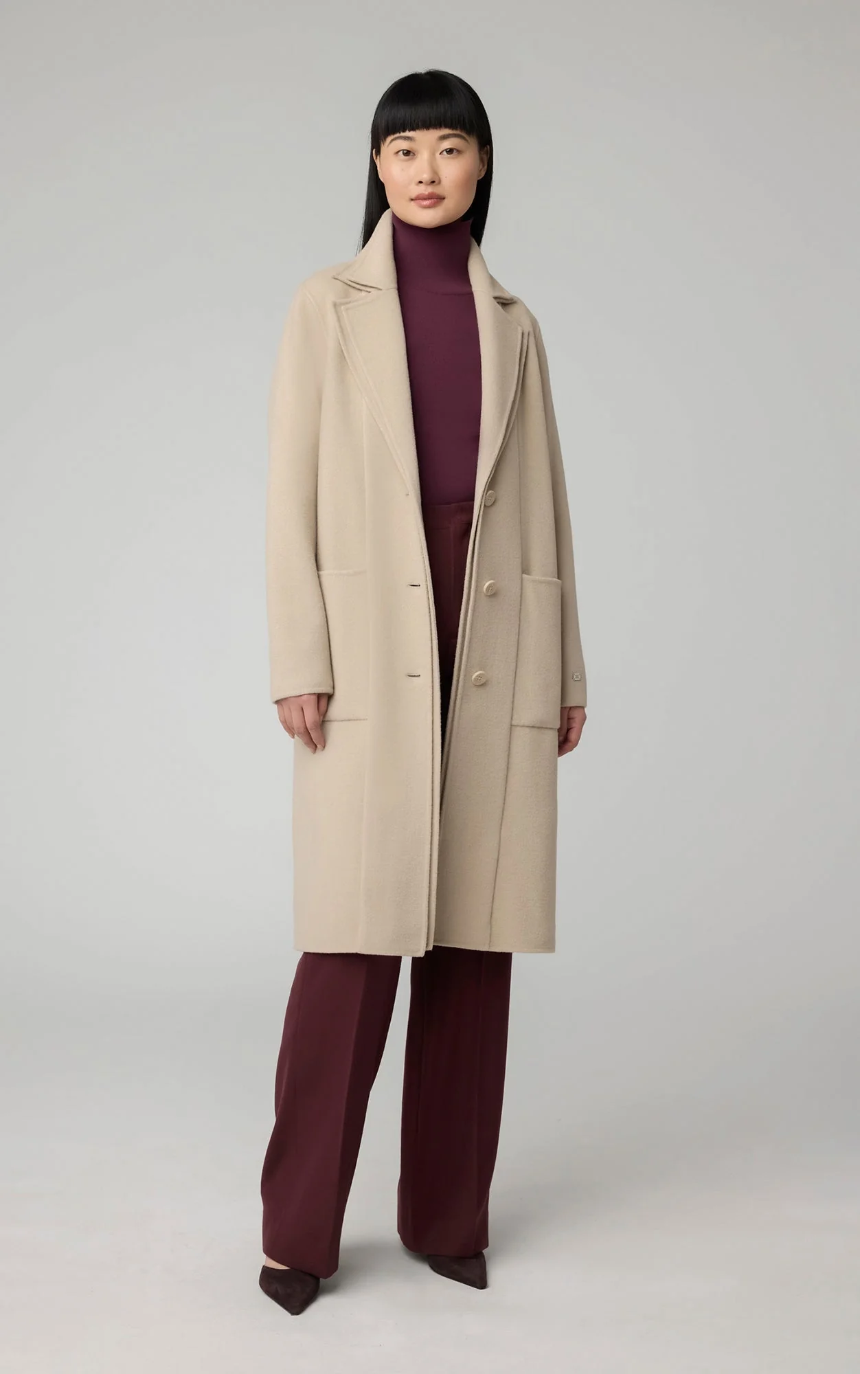 Benicia Straight-Fit Double Face Wool Coat With Double Collar | Hush - Image 5