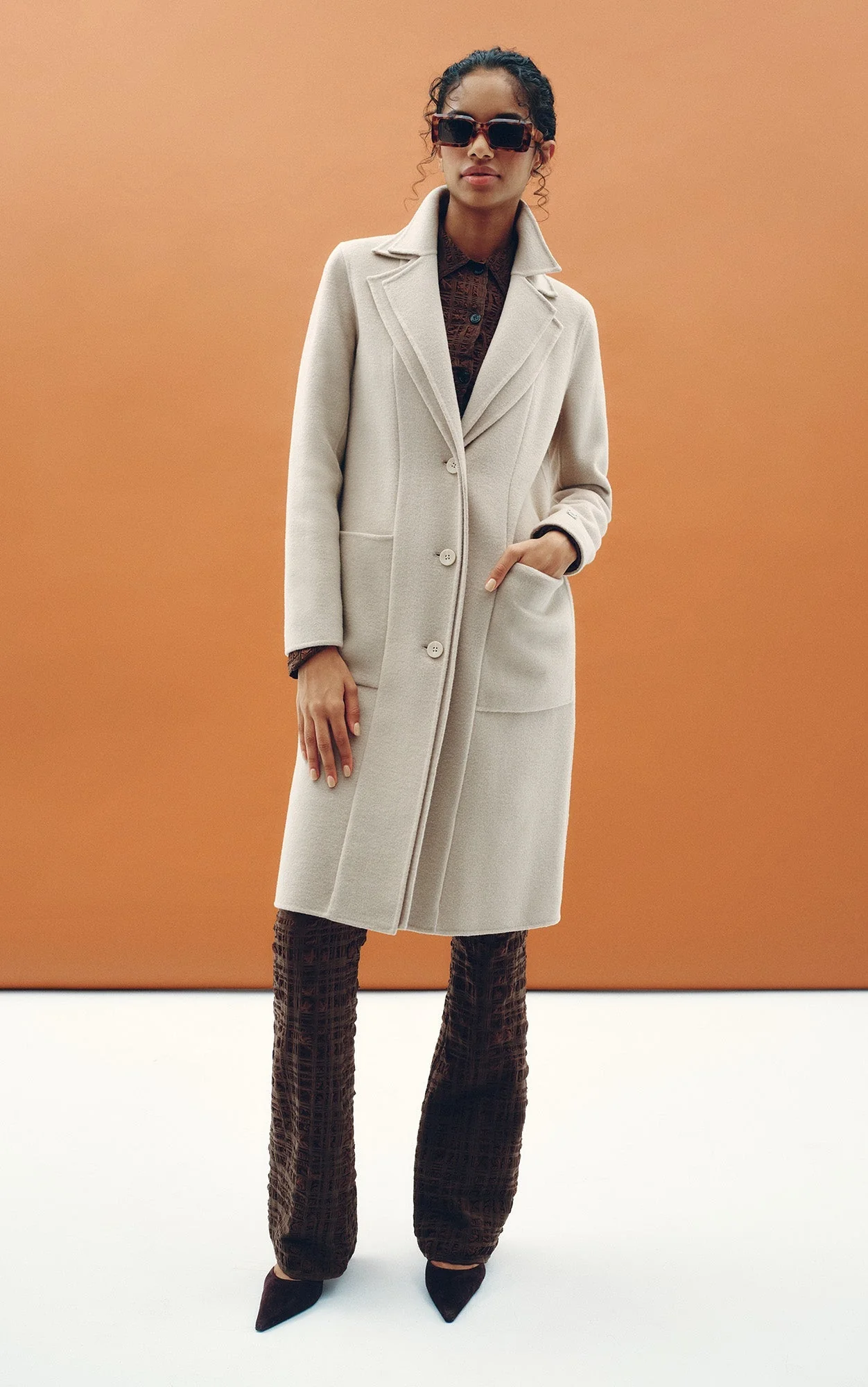 Benicia Straight-Fit Double Face Wool Coat With Double Collar | Hush - Image 6