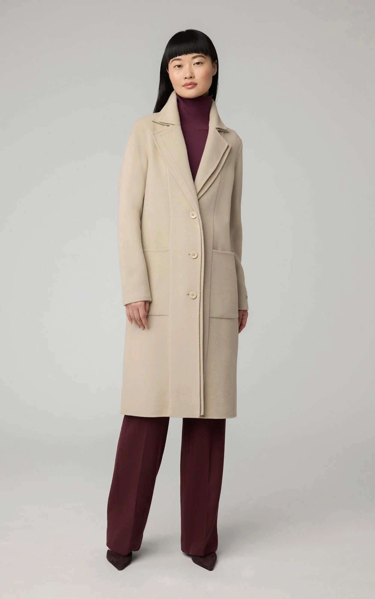 Benicia Straight-Fit Double Face Wool Coat With Double Collar | Hush - Image 7