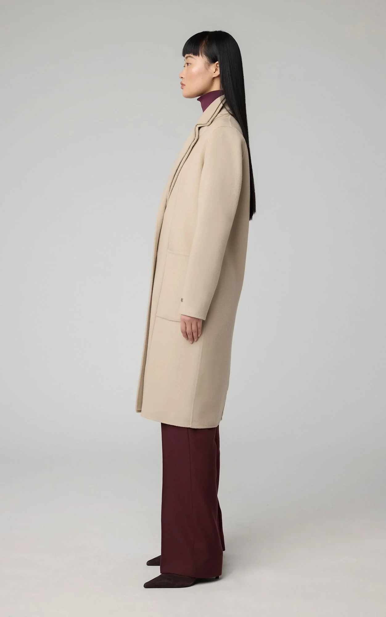 Benicia Straight-Fit Double Face Wool Coat With Double Collar | Hush - Image 8