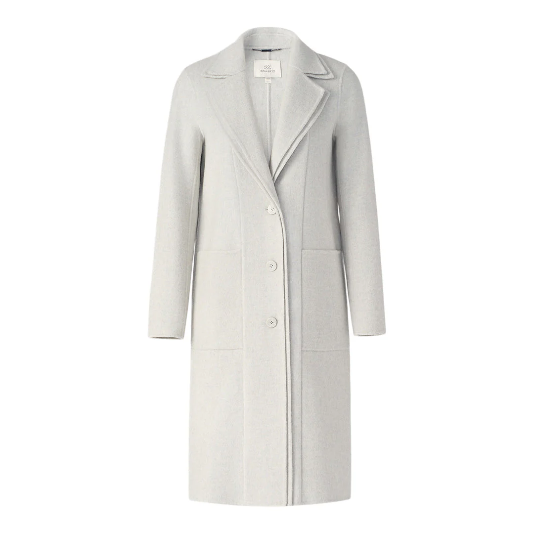 Benicia-U Double Face Top Coat In Wool | Stone Blue Heather