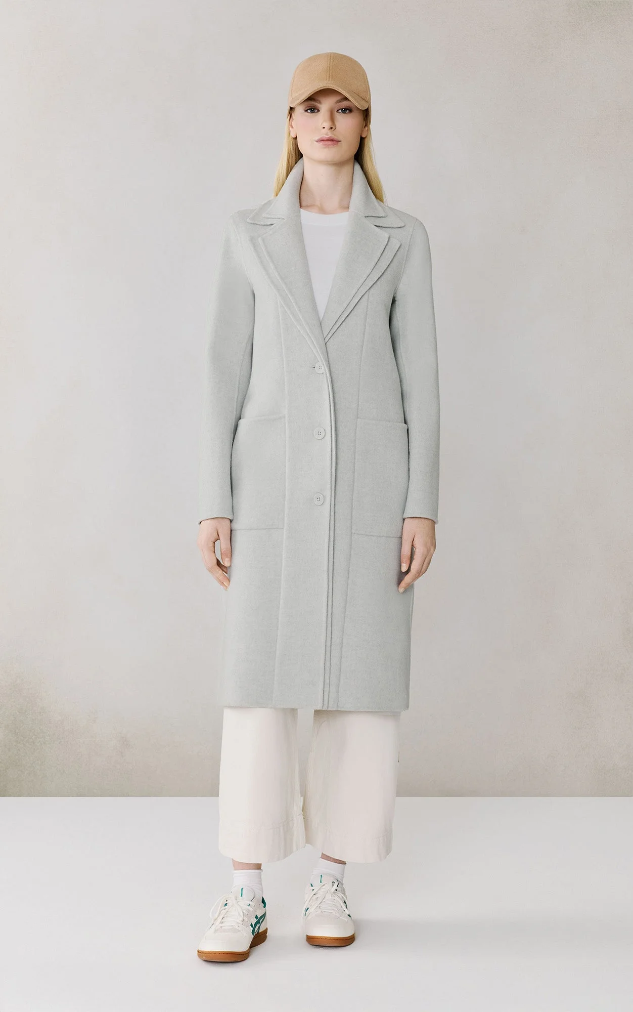 Benicia-U Double Face Top Coat In Wool | Stone Blue Heather - Image 6