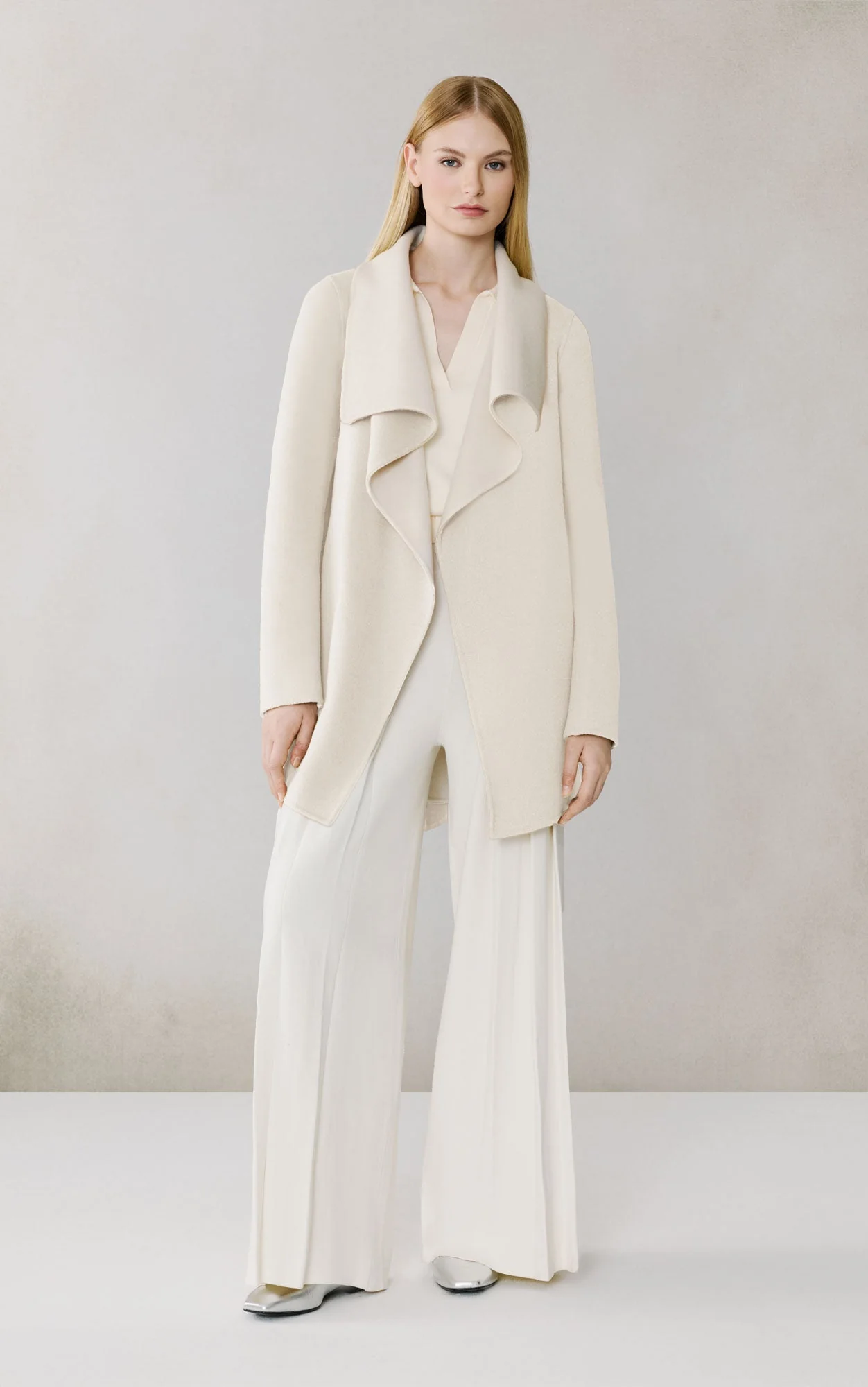 Bridgette-U Double Face Wrap Coat In Wool | Powder - Image 2
