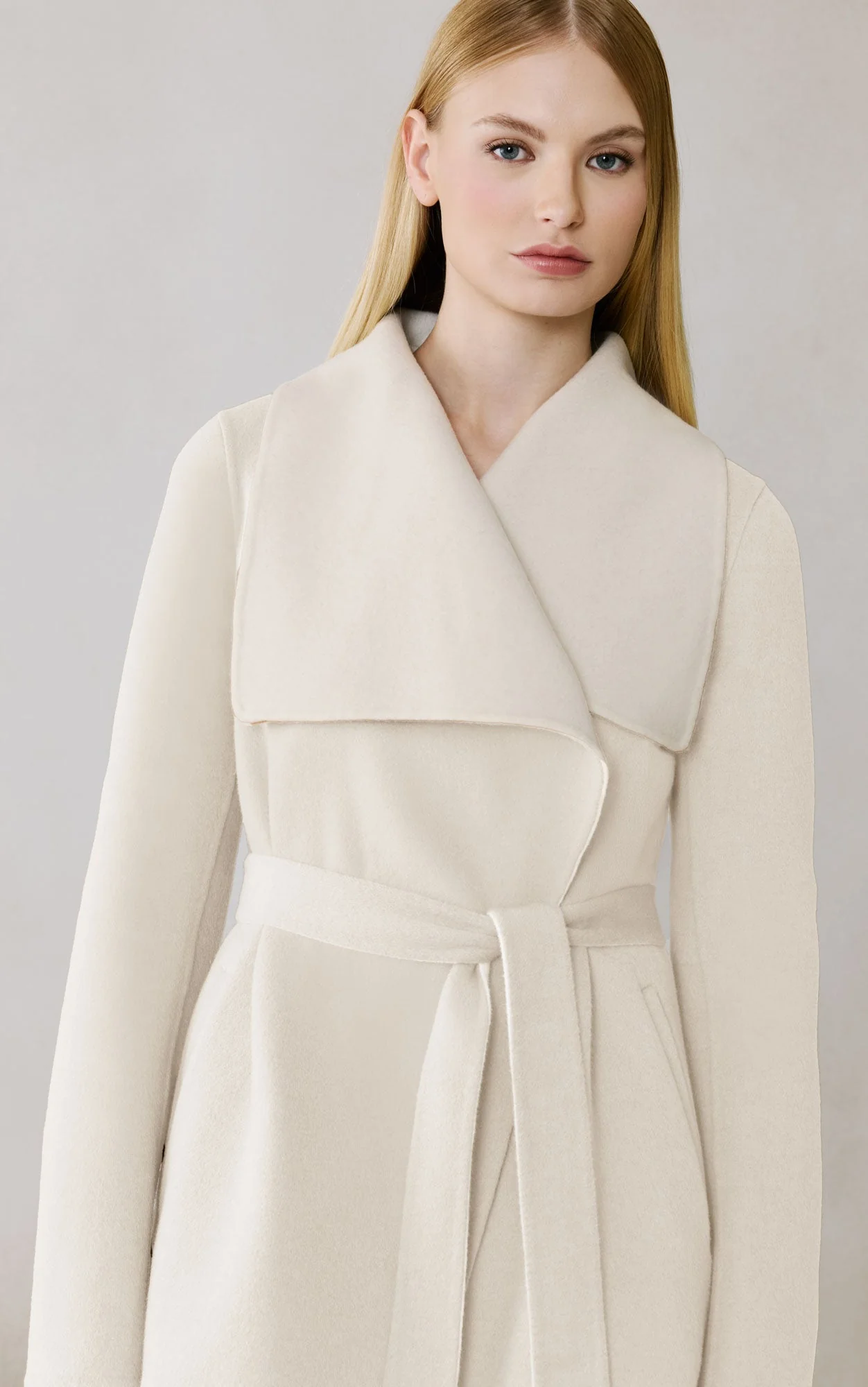 Bridgette-U Double Face Wrap Coat In Wool | Powder - Image 4