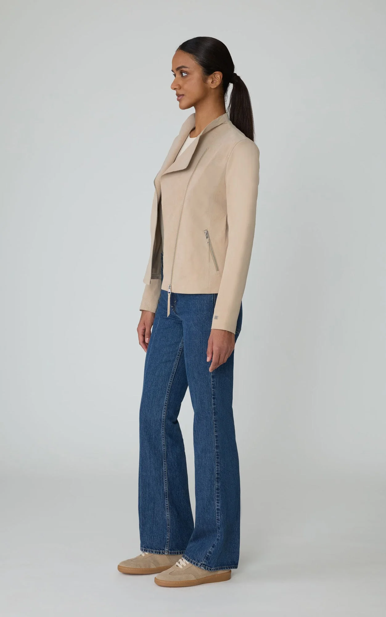 Catherine Suede Moto Jacket | Almond - Image 3