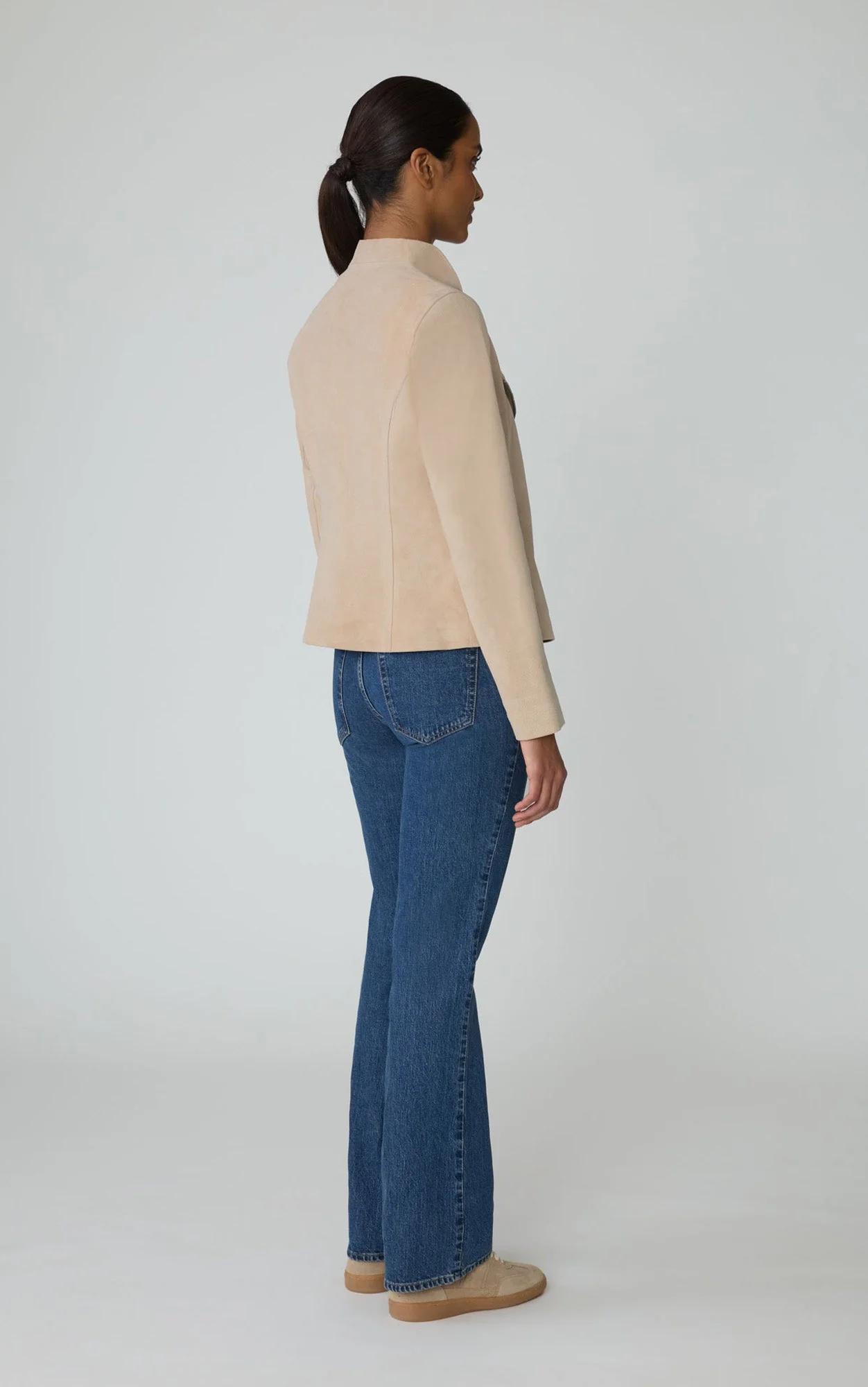 Catherine Suede Moto Jacket | Almond - Image 4