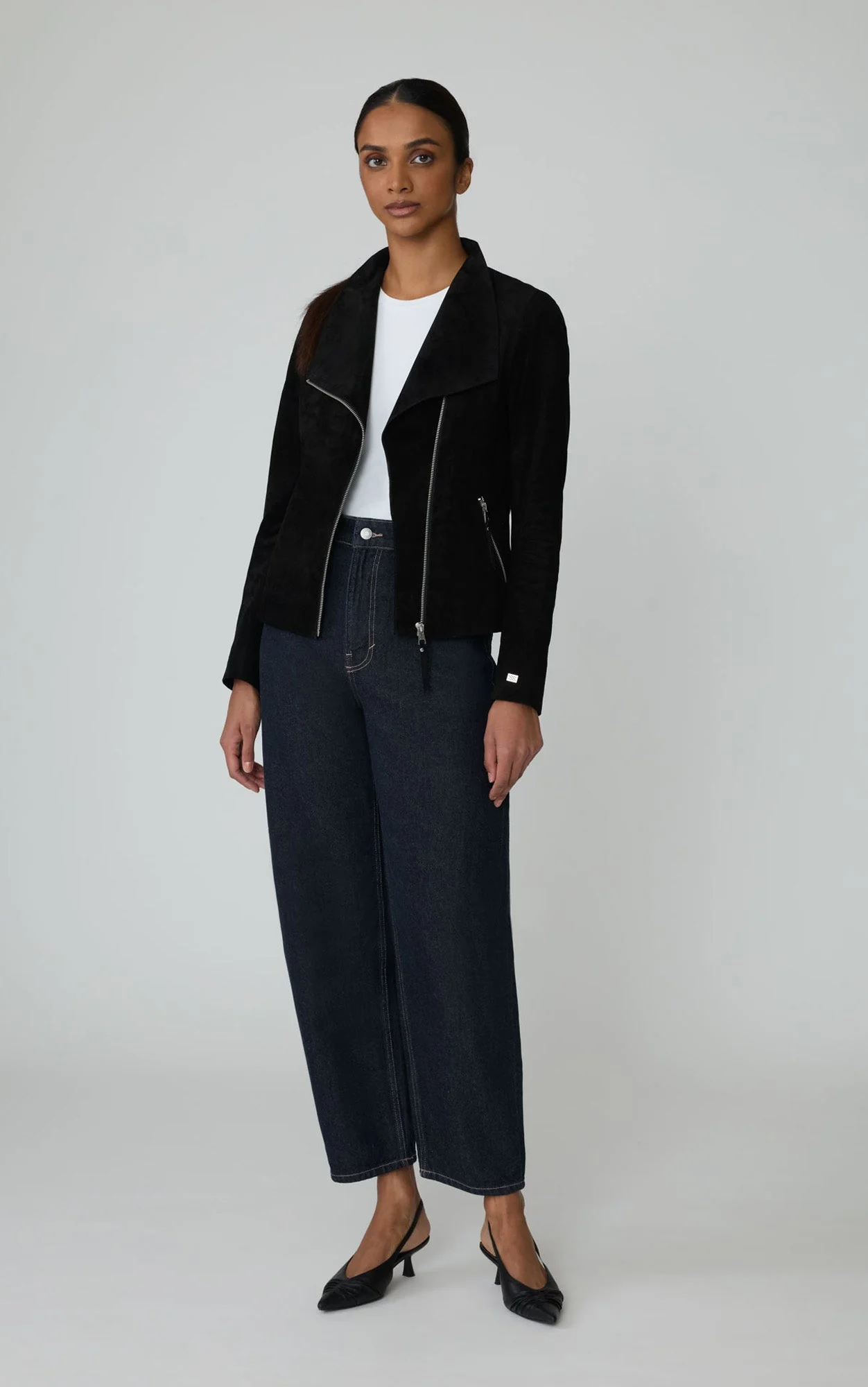 Catherine Suede Moto Jacket | Black - Image 2