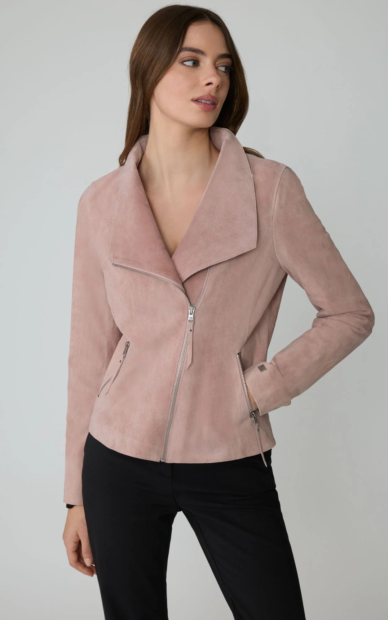 Catherine Suede Moto Jacket | Blush - Image 5