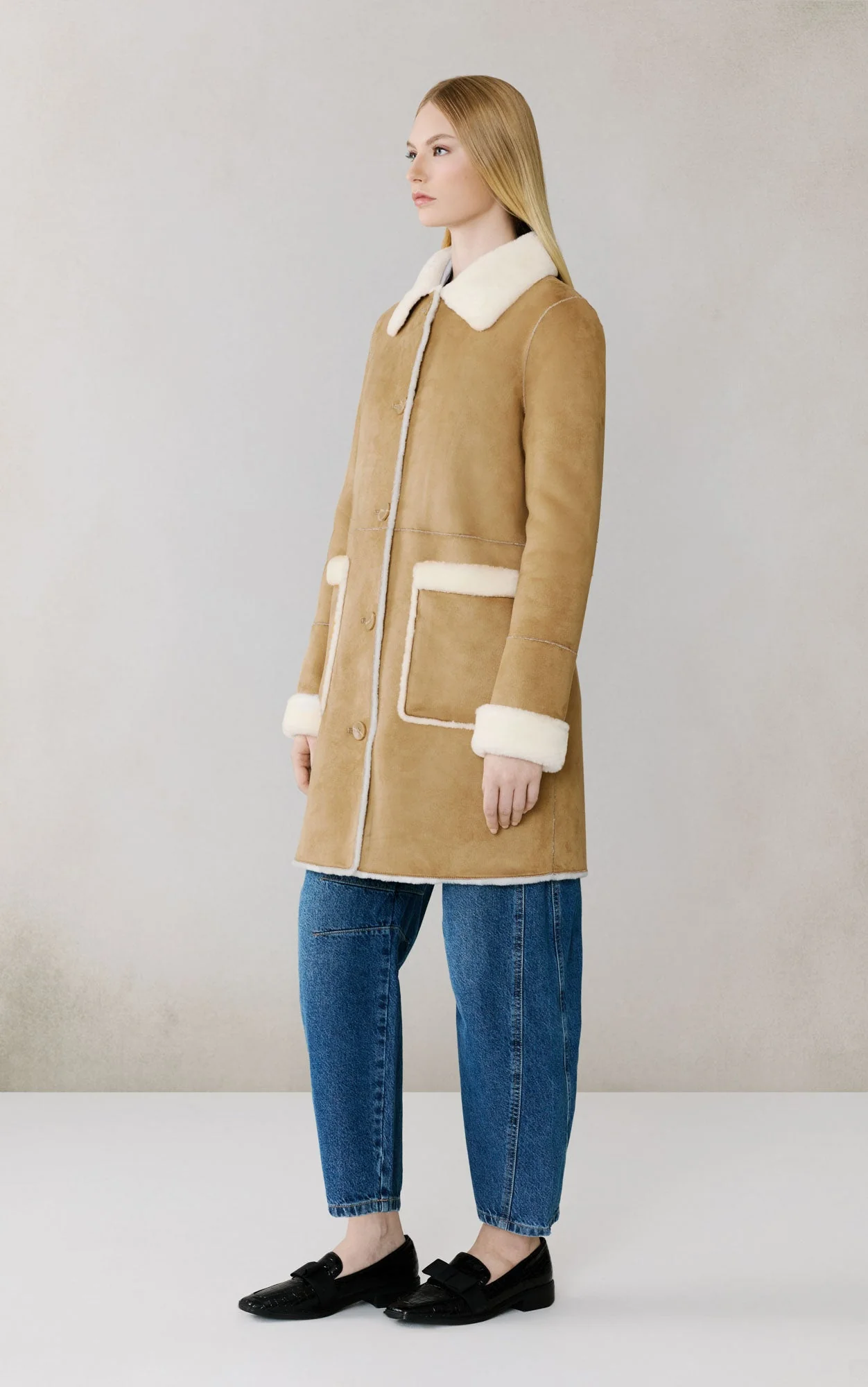 Christine Faux Sherpa Coat | Teak-Powder - Image 4