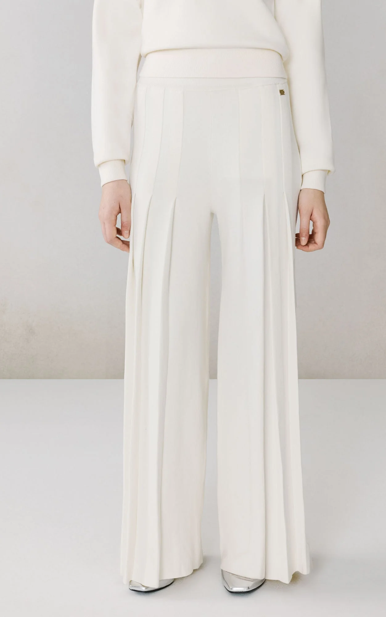 Dara Pleated Wide Leg Pant | Powder - Image 5