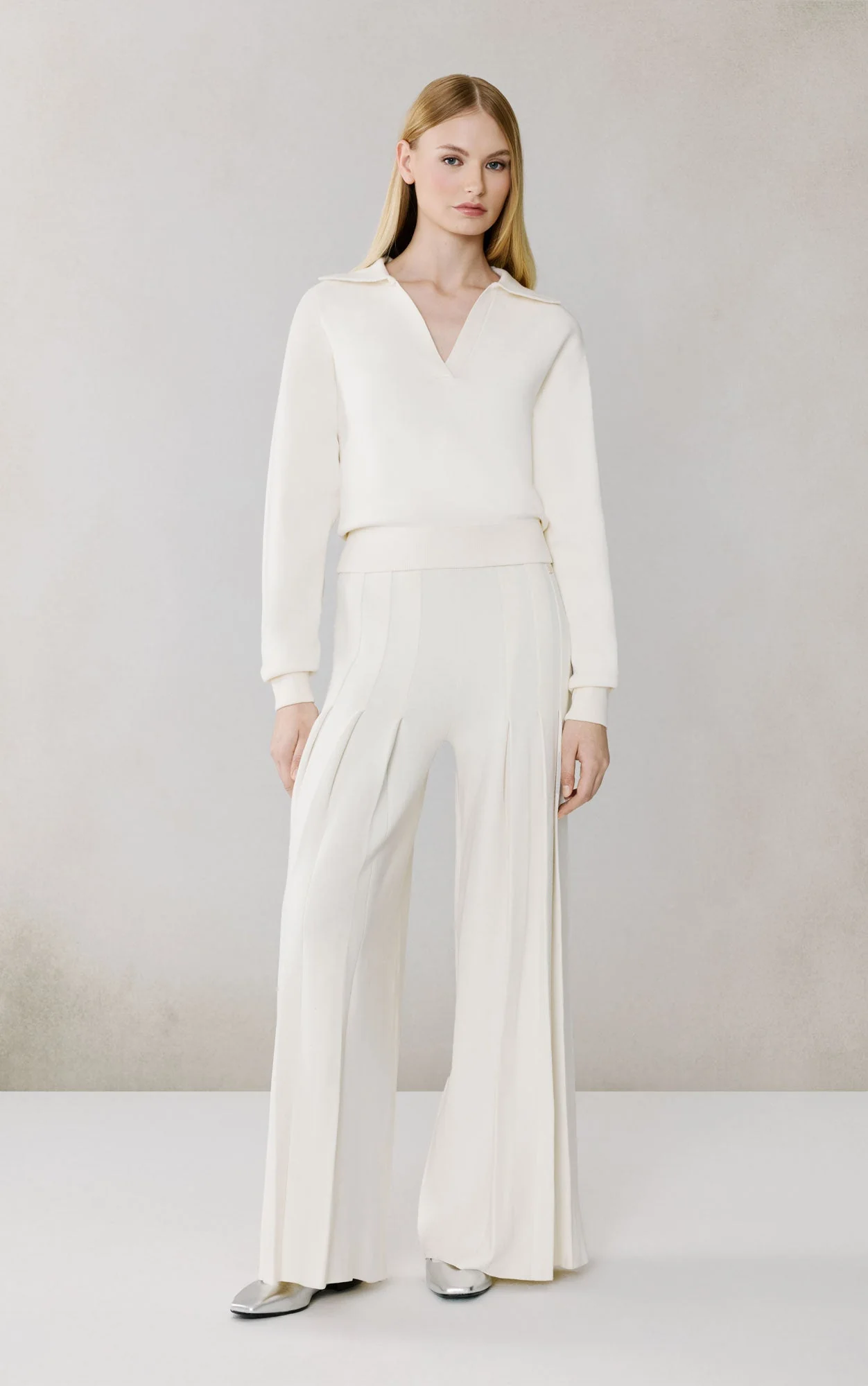 Dara Pleated Wide Leg Pant | Powder - Image 6