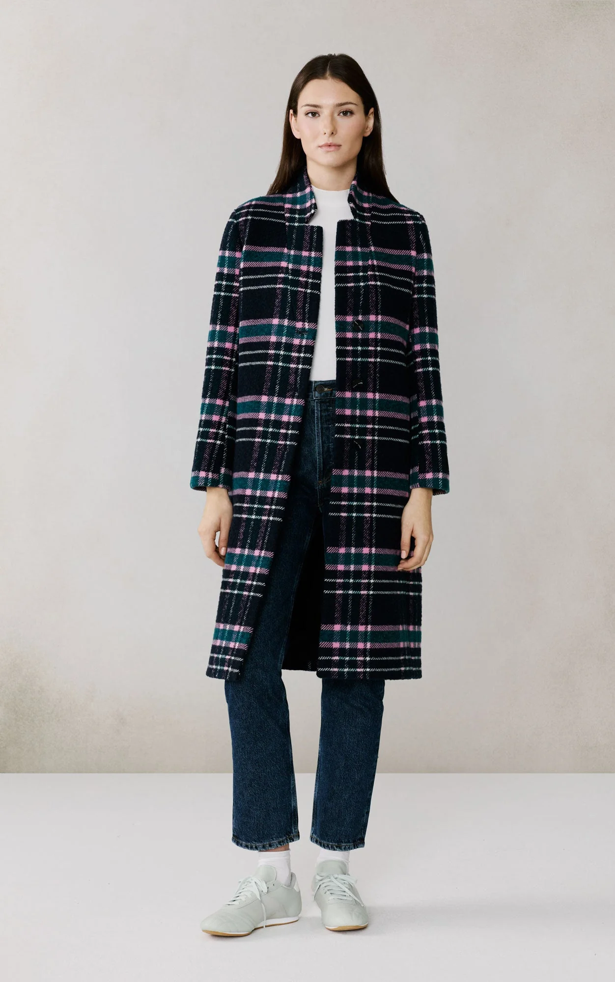 Diane-C Plaid Midi Coat In Wool | Indigo Multi - Image 3