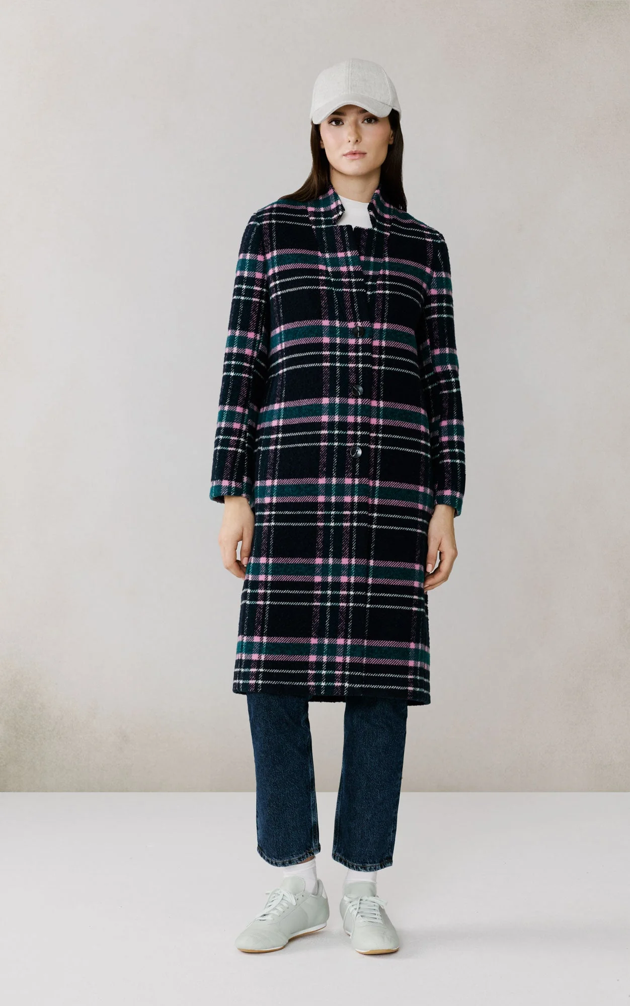 Diane-C Plaid Midi Coat In Wool | Indigo Multi - Image 4