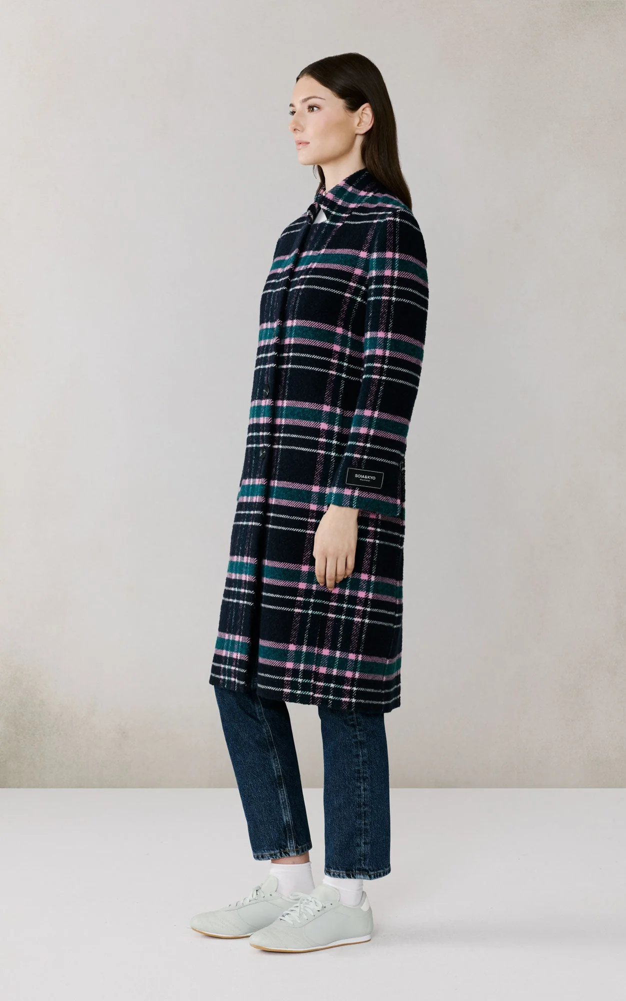 Diane-C Plaid Midi Coat In Wool | Indigo Multi - Image 5