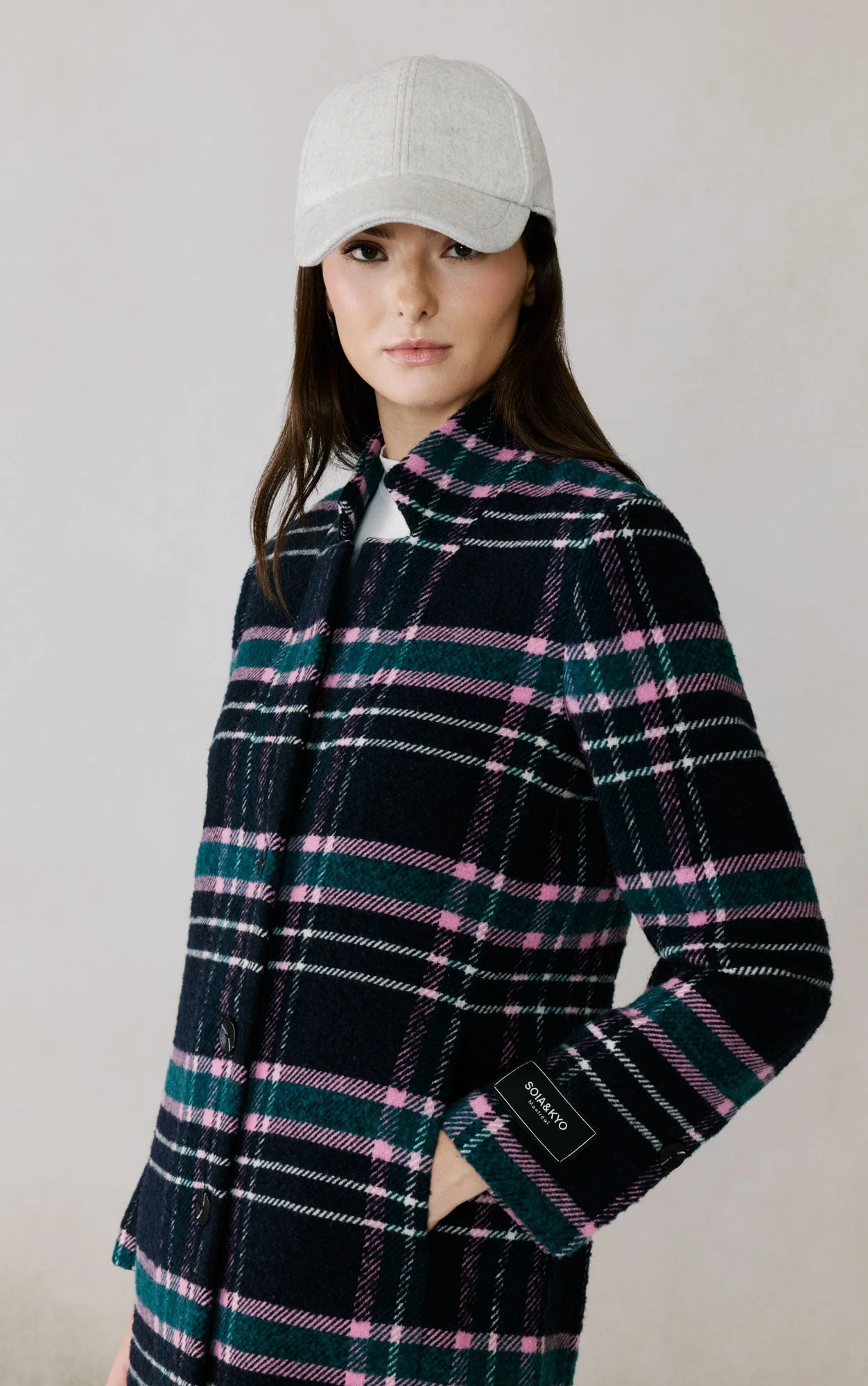 Diane-C Plaid Midi Coat In Wool | Indigo Multi - Image 6