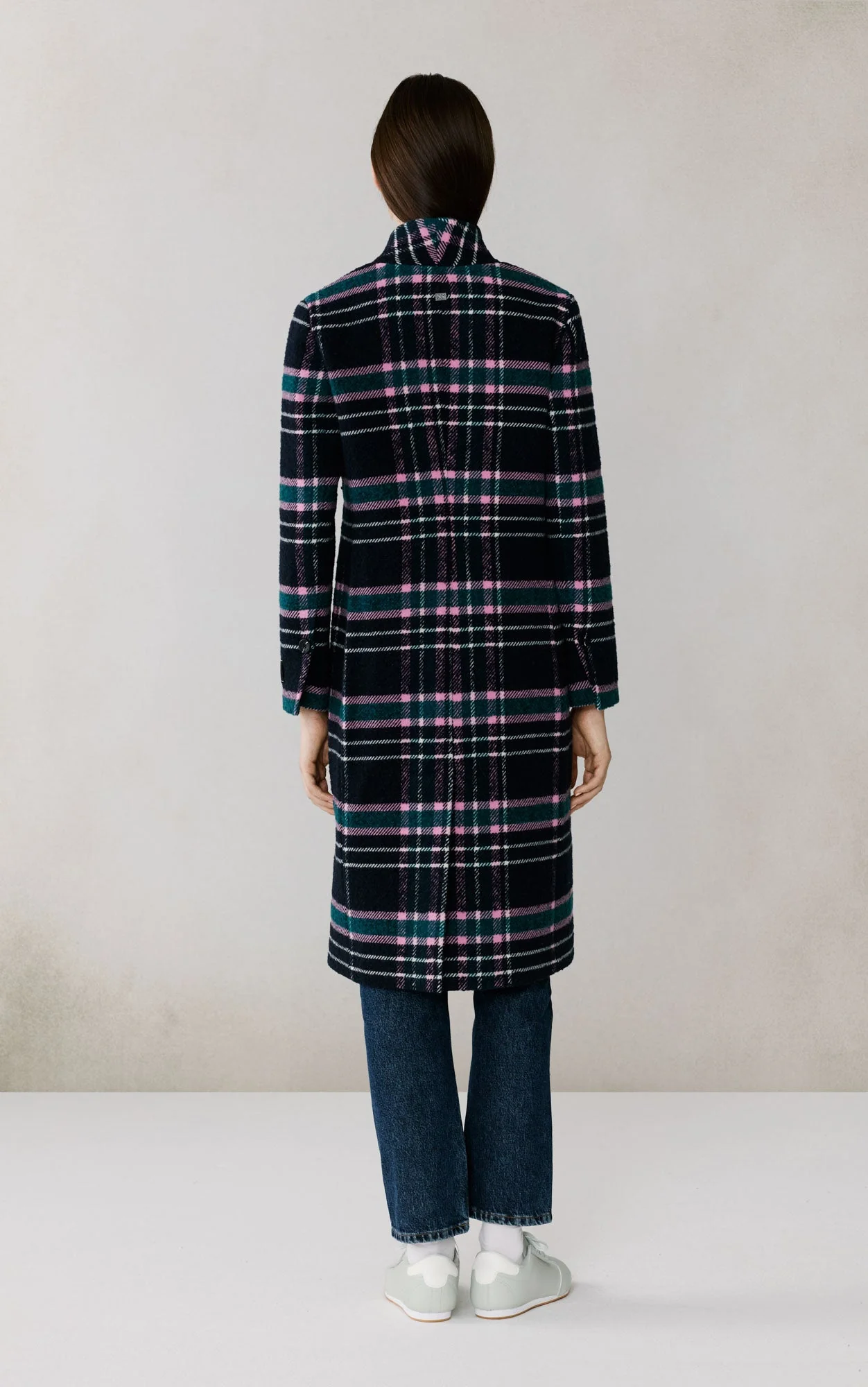 Diane-C Plaid Midi Coat In Wool | Indigo Multi - Image 7