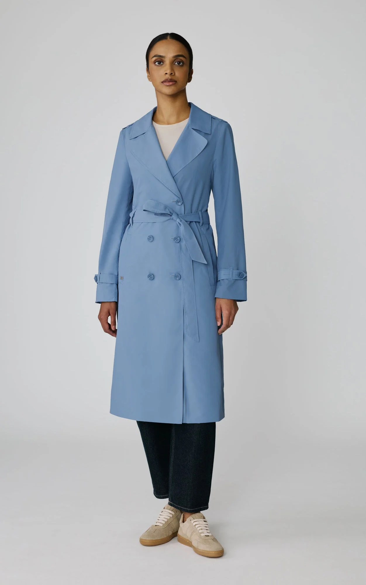 Double-Breasted Trench | Sky - Image 5