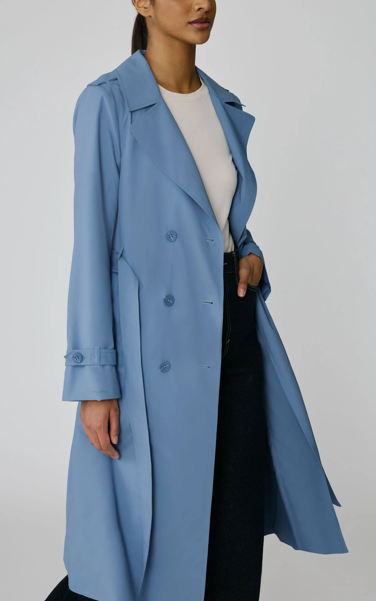 Double-Breasted Trench | Sky - Image 6