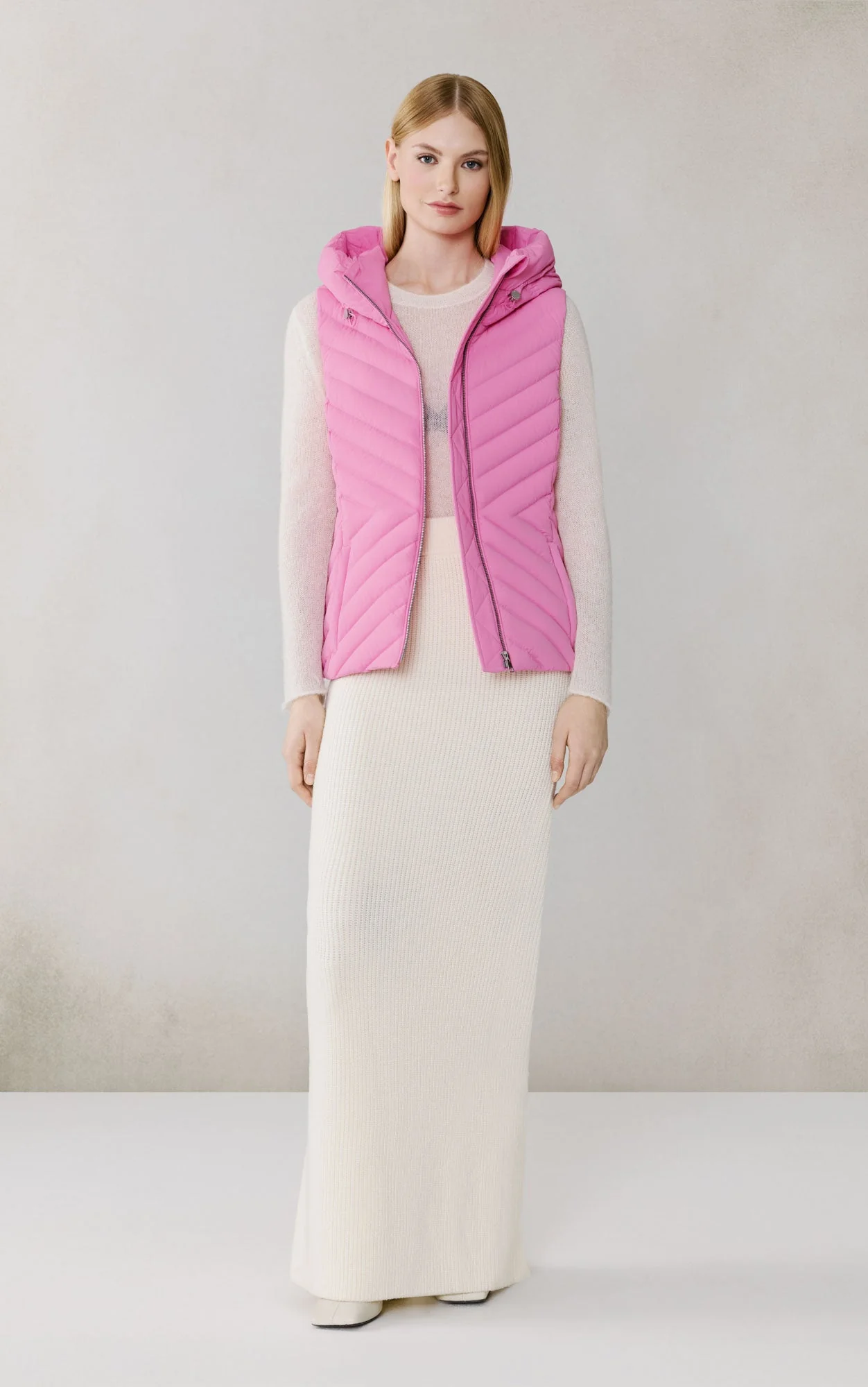Estelle-Vest Stretch Down Belted Vest | Pink Treat - Image 7