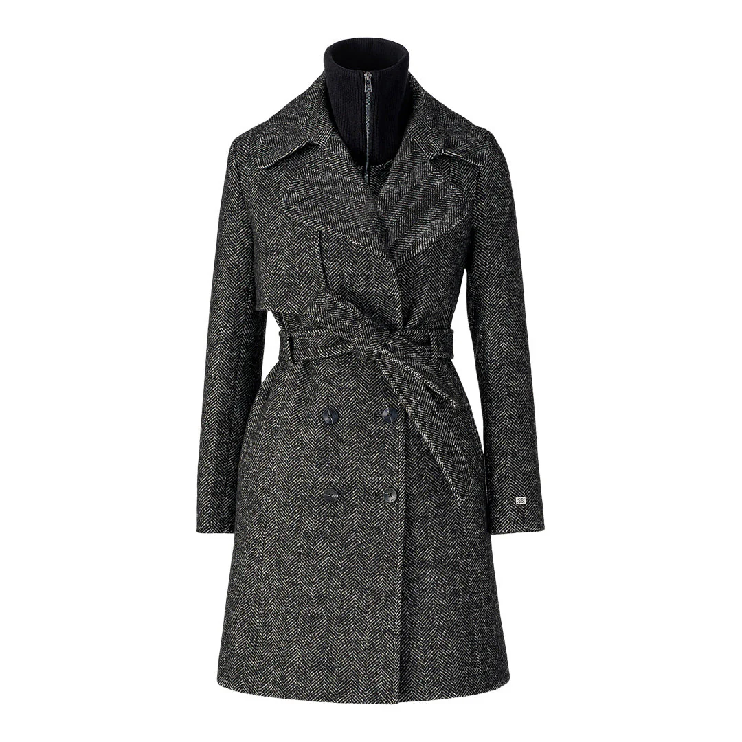 Fabianne-H Trench Coat With Bib In Wool | Black