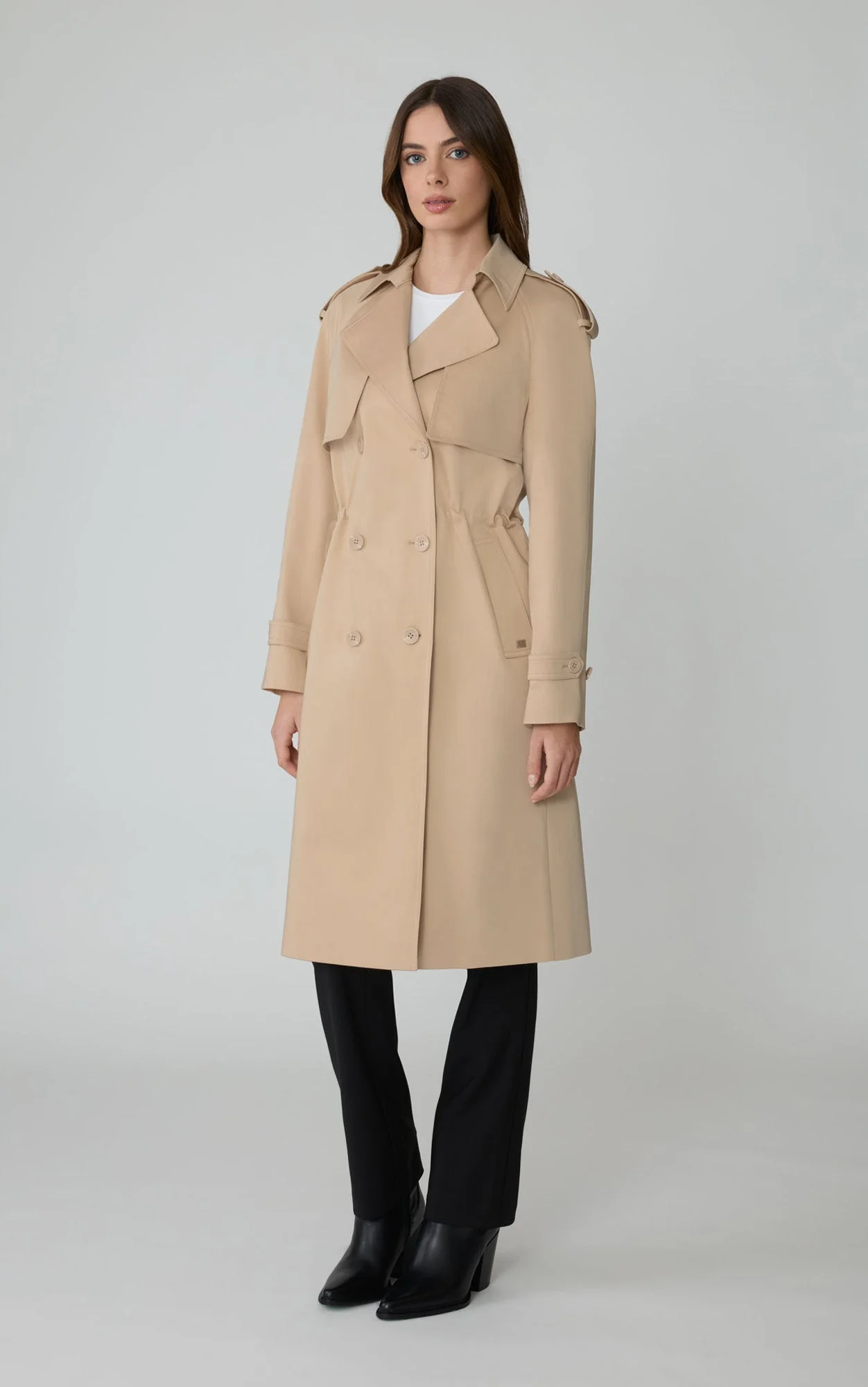 Fabiola Stretch Cotton Trench | Almond - Image 2