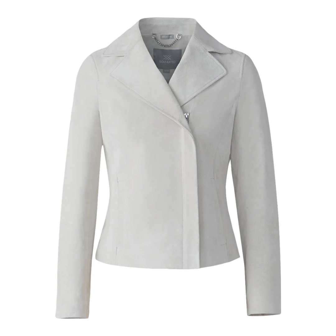 Felicity Short Coat In Suede | Stone Blue
