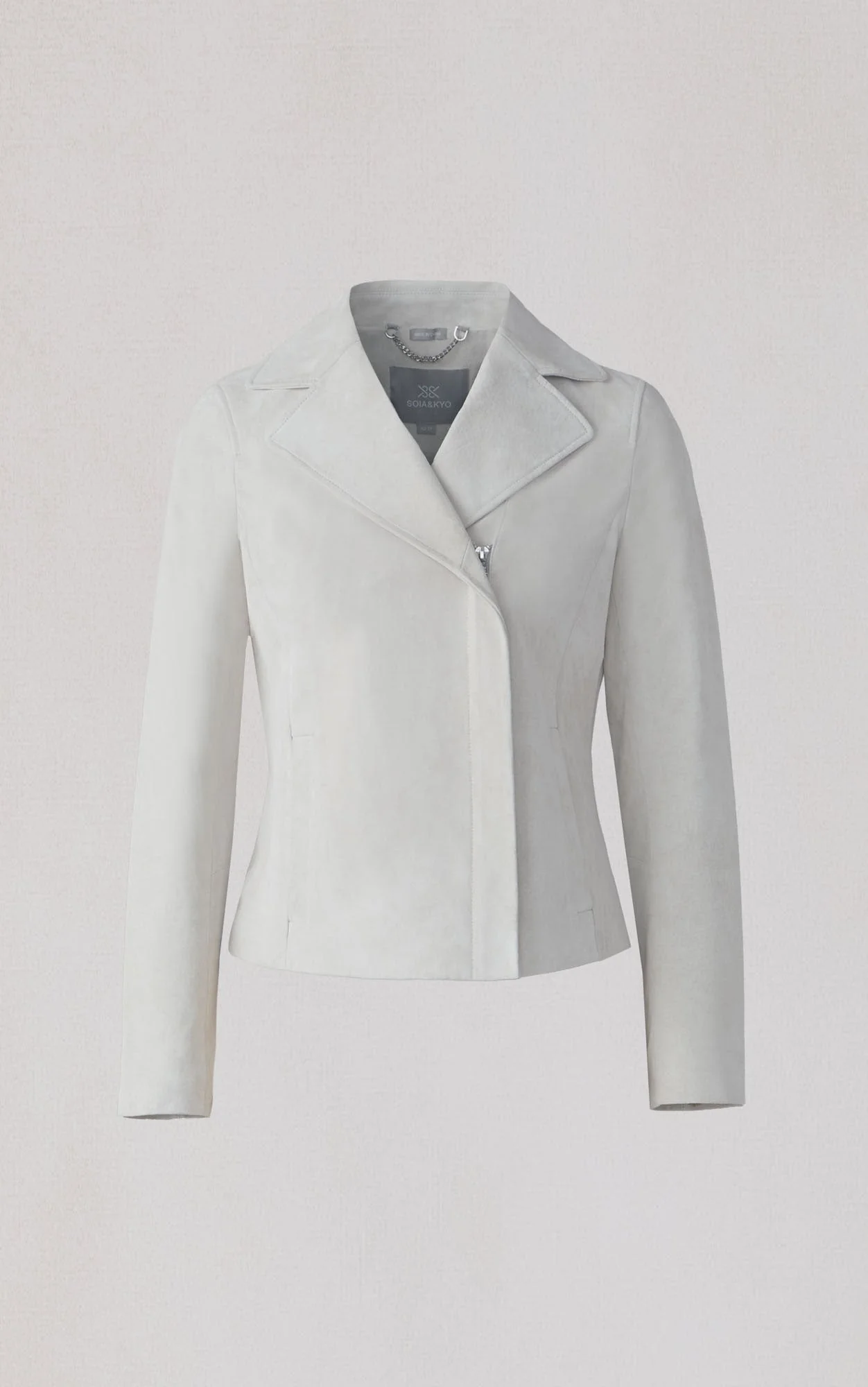 Felicity Short Coat In Suede | Stone Blue - Image 6