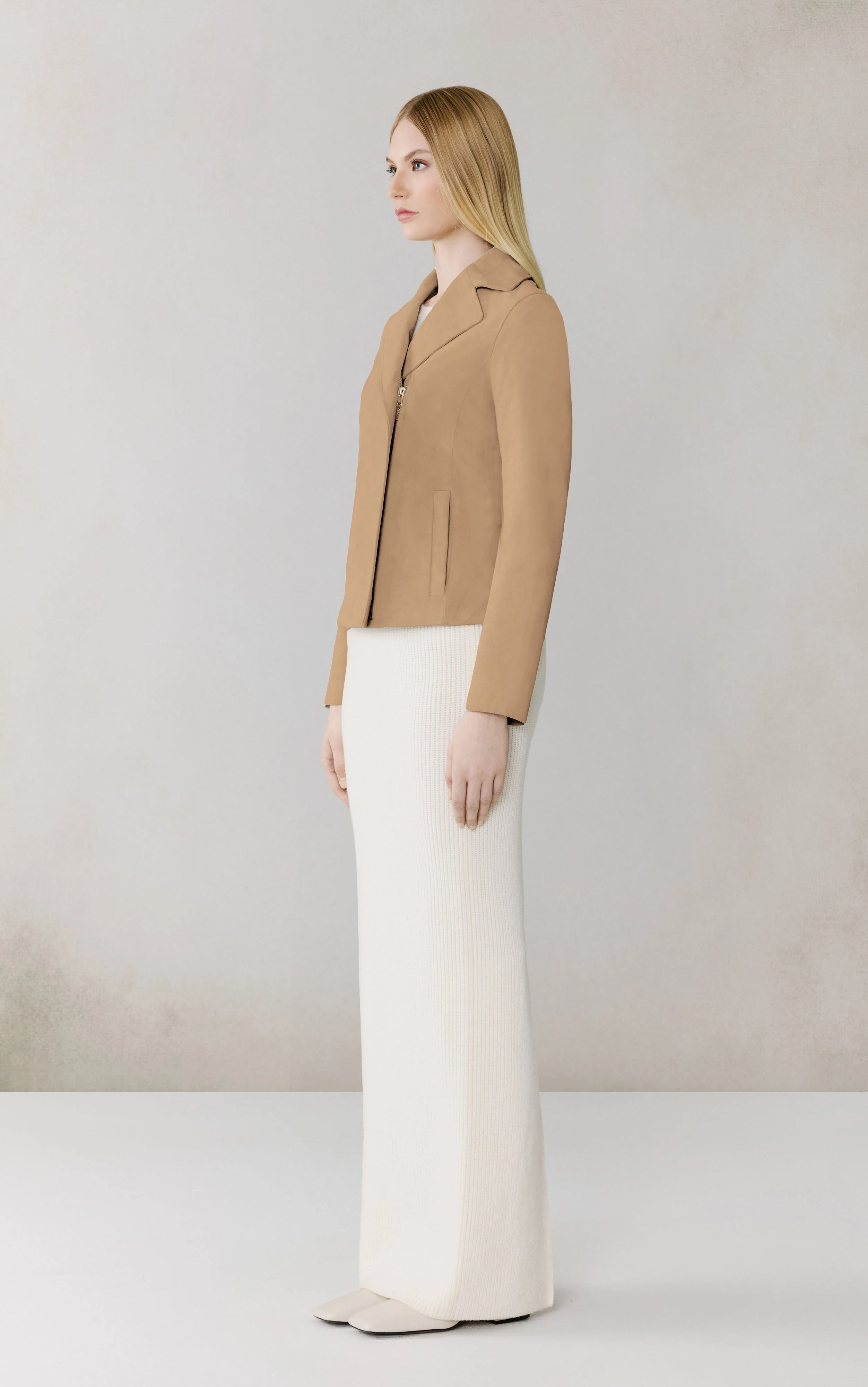 Felicity Short Coat In Suede | Teak - Image 3