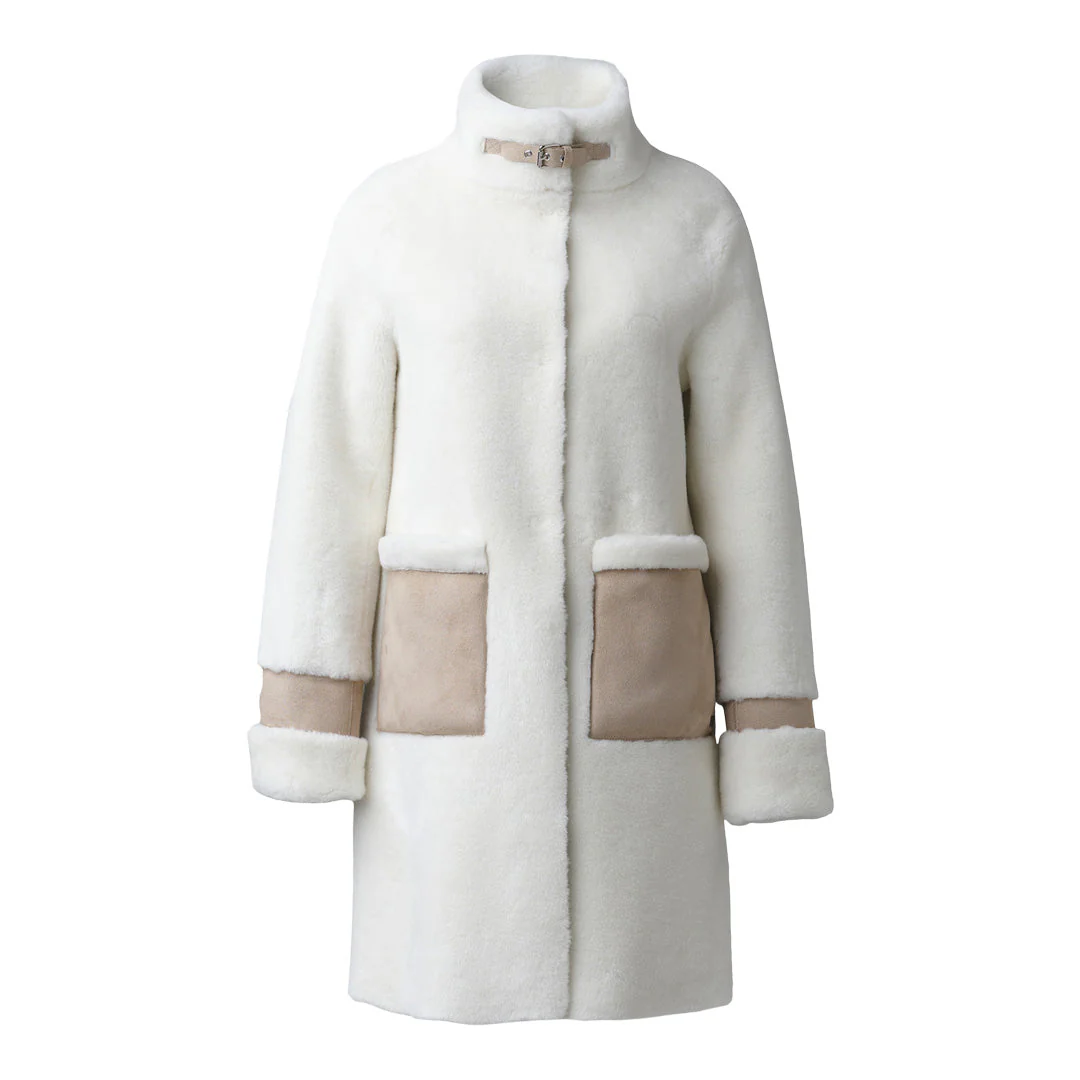 Fiala Straight-Fit Luxe Faux Sherpa Coat | Powder