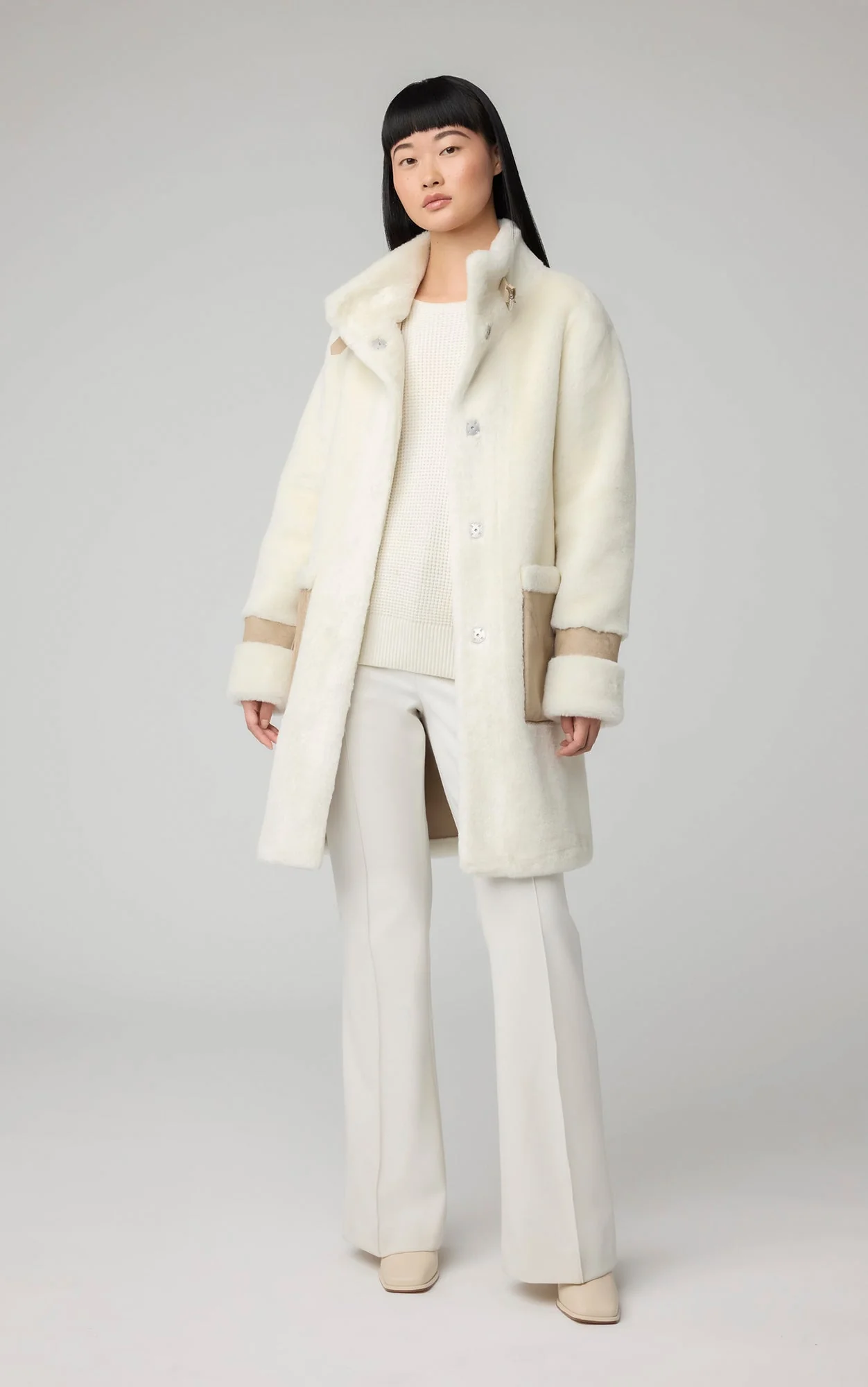 Fiala Straight-Fit Luxe Faux Sherpa Coat | Powder - Image 2