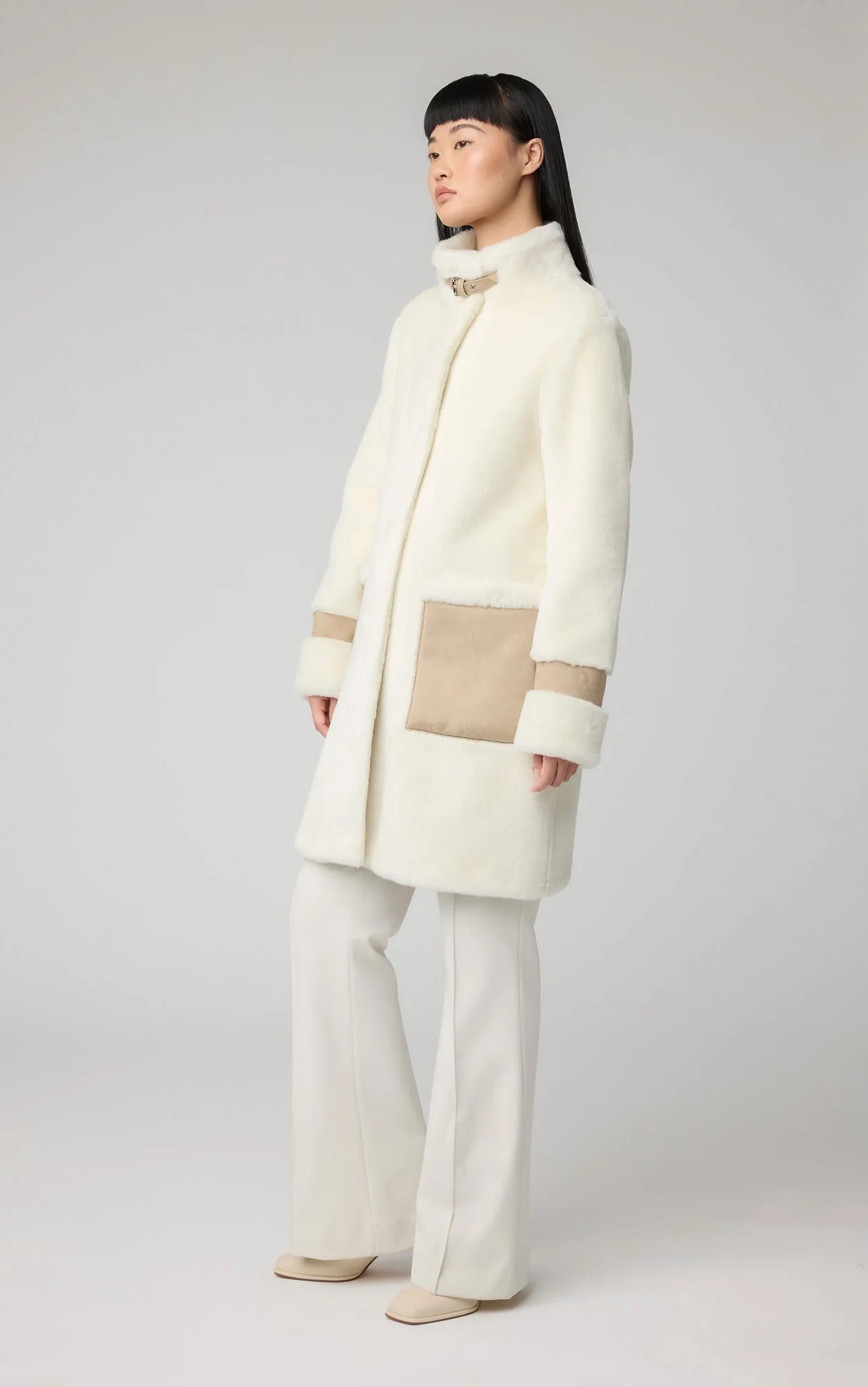 Fiala Straight-Fit Luxe Faux Sherpa Coat | Powder - Image 4