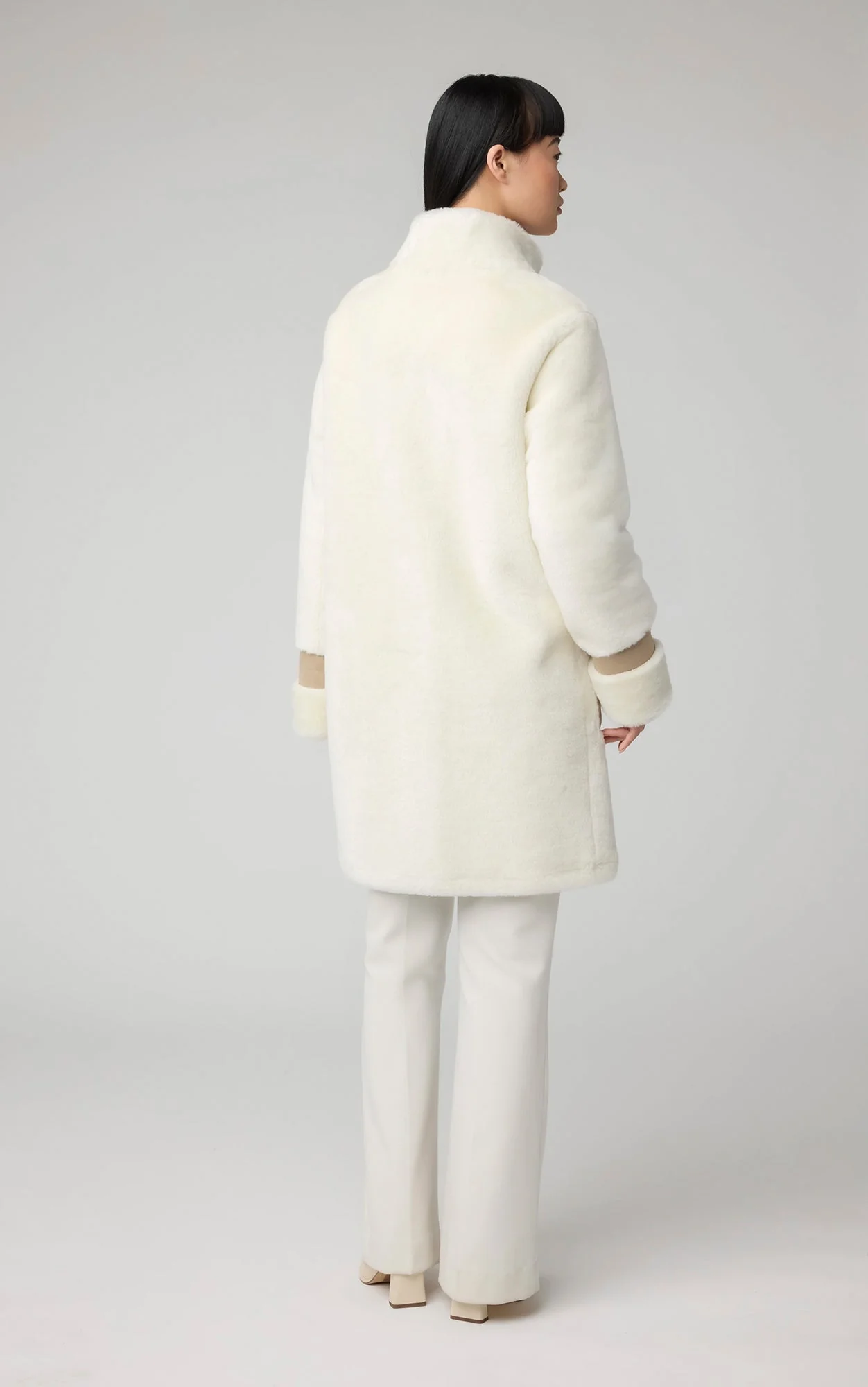 Fiala Straight-Fit Luxe Faux Sherpa Coat | Powder - Image 5