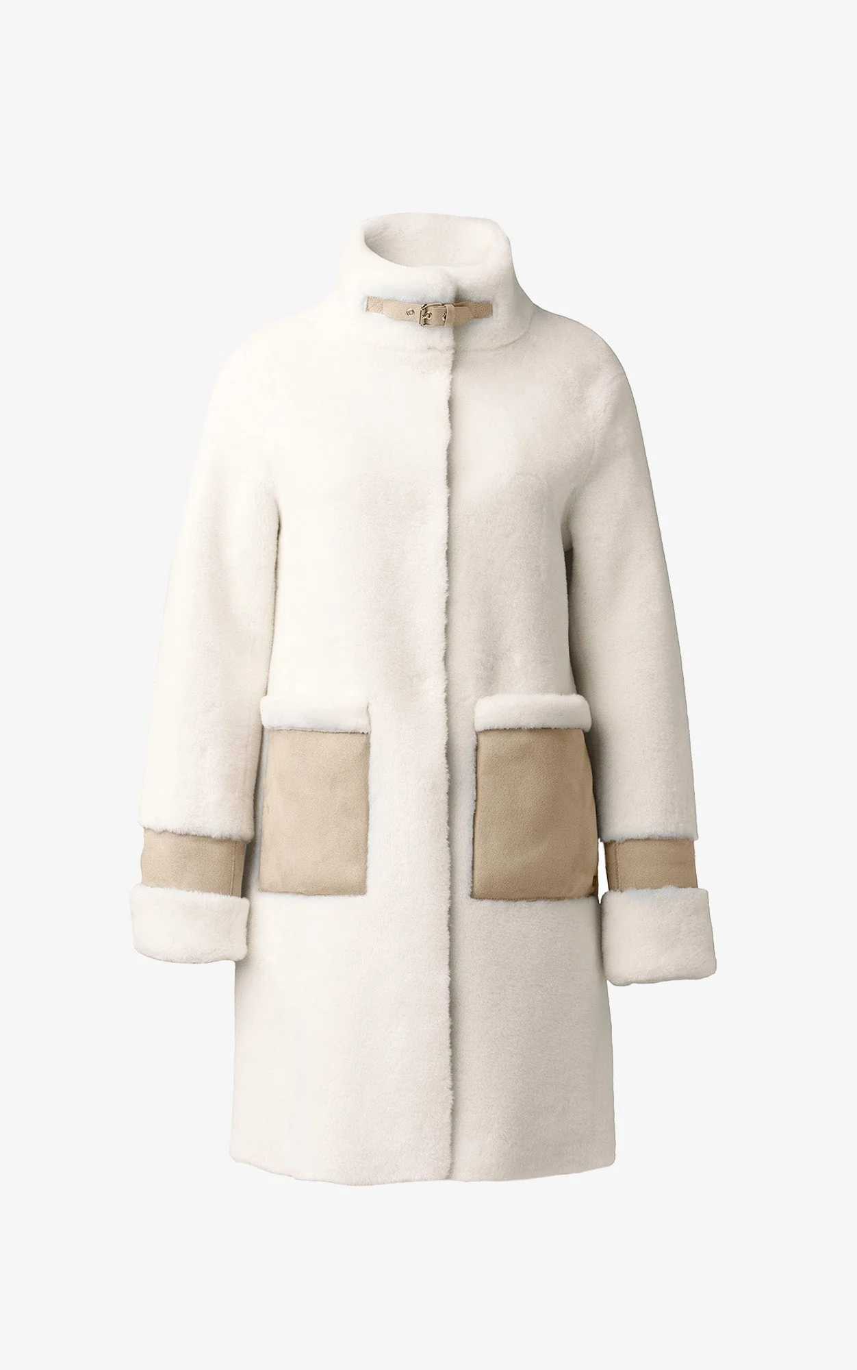 Fiala Straight-Fit Luxe Faux Sherpa Coat | Powder - Image 7
