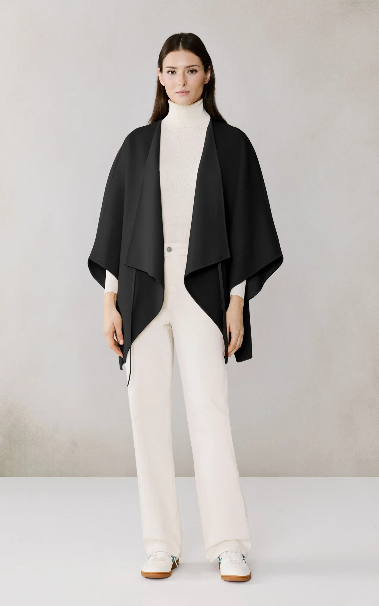 Geneva Double Face Wool Cape | Black - Image 6
