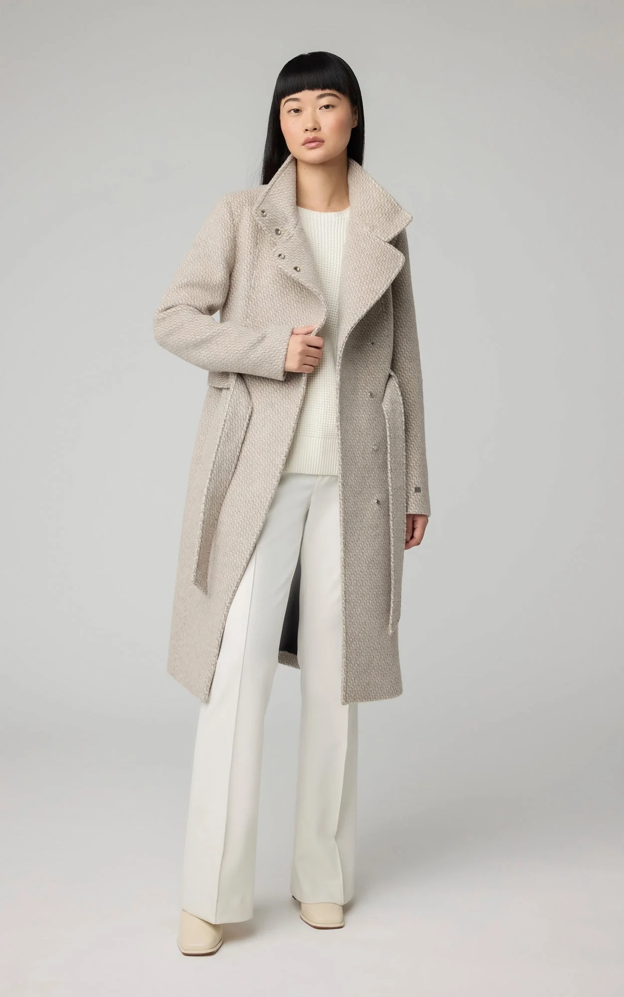 Genie Semi-Fitted Novelty Wool Coat With Belt | Hush - Image 2