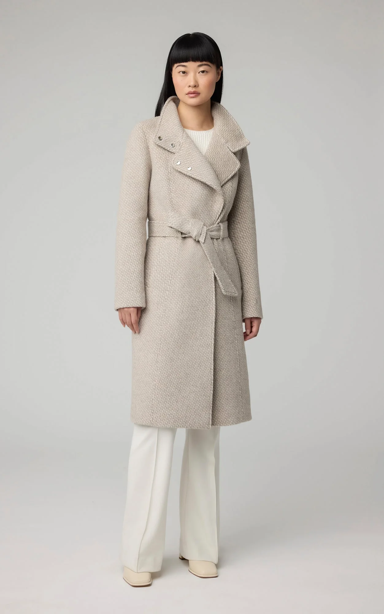 Genie Semi-Fitted Novelty Wool Coat With Belt | Hush - Image 3